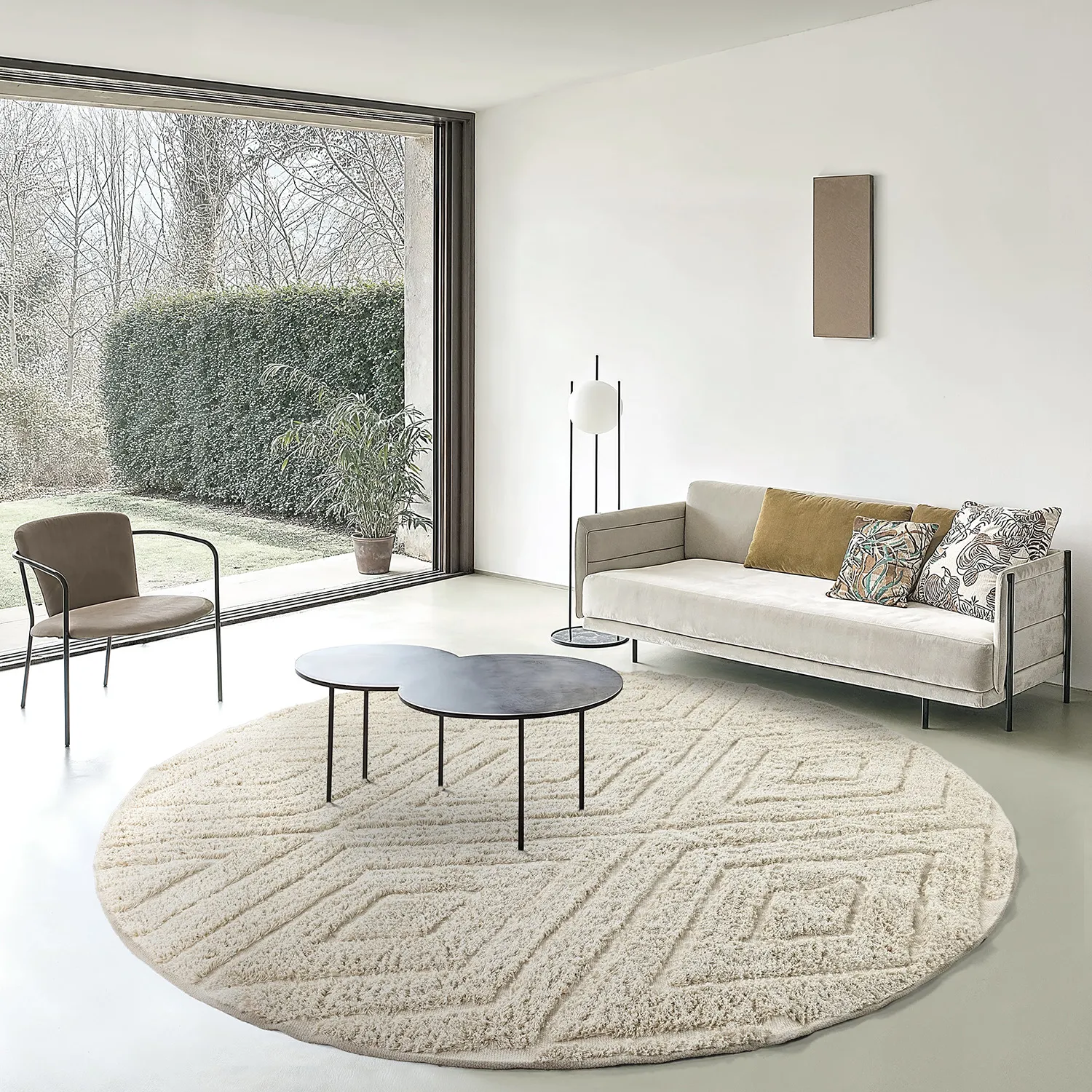 Alfombras redondeadas - Amberley Natural Cotton Shaggy (blanquecino)