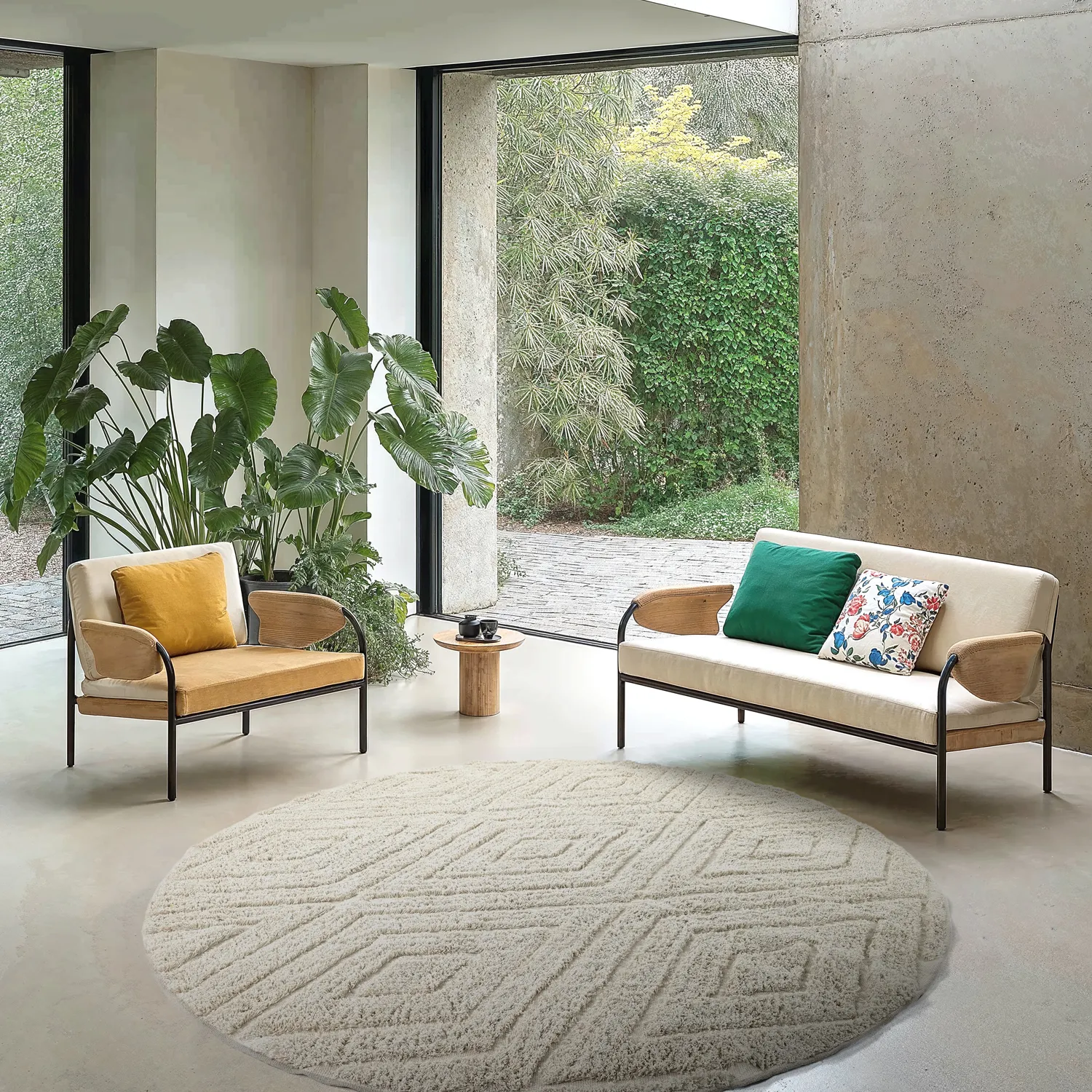 Alfombras redondeadas - Amberley Natural Cotton Shaggy (blanquecino)