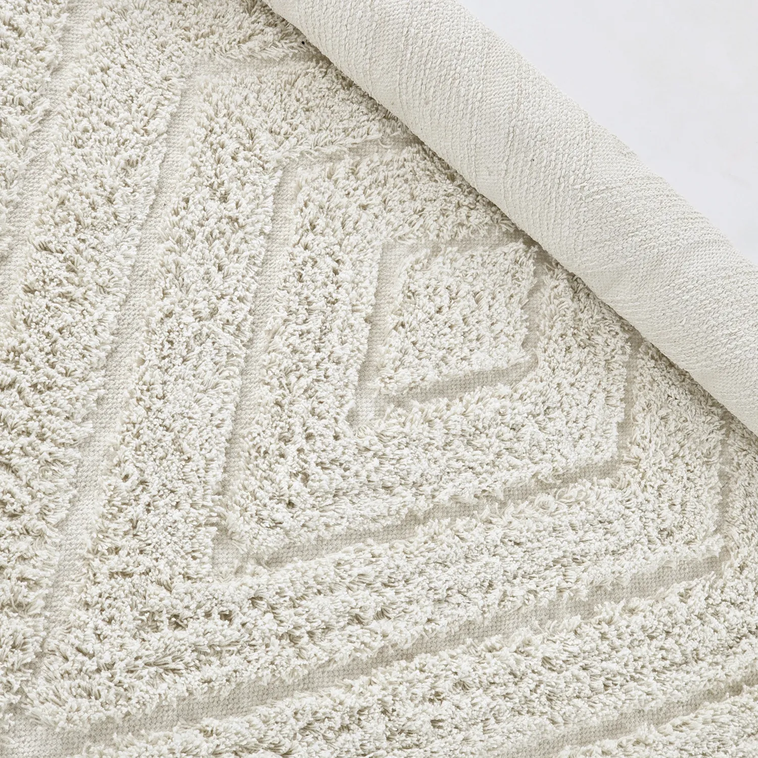 Alfombras redondeadas - Amberley Natural Cotton Shaggy (blanquecino)
