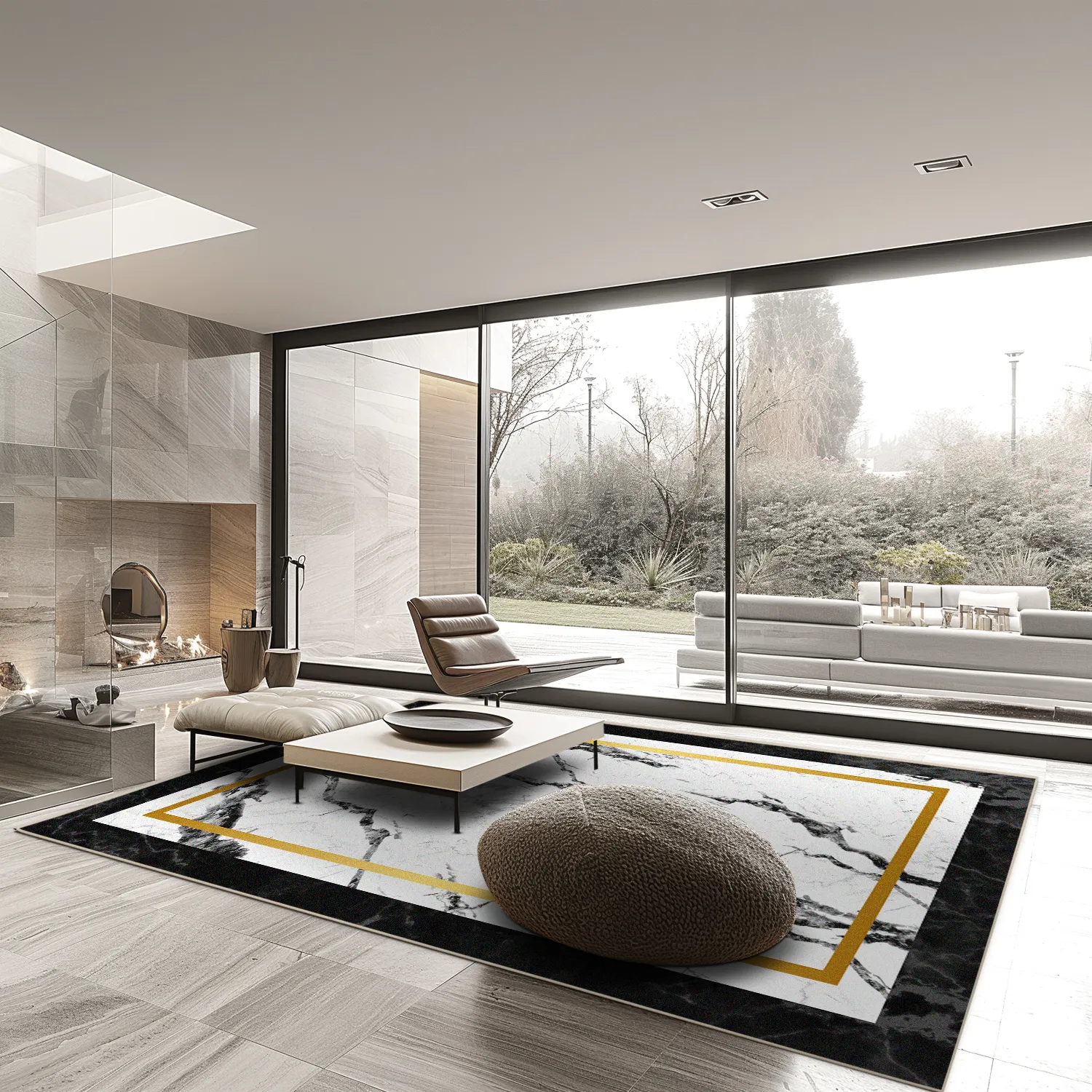 Alfombra Wilton - Avola (negro/blanco/dorado)