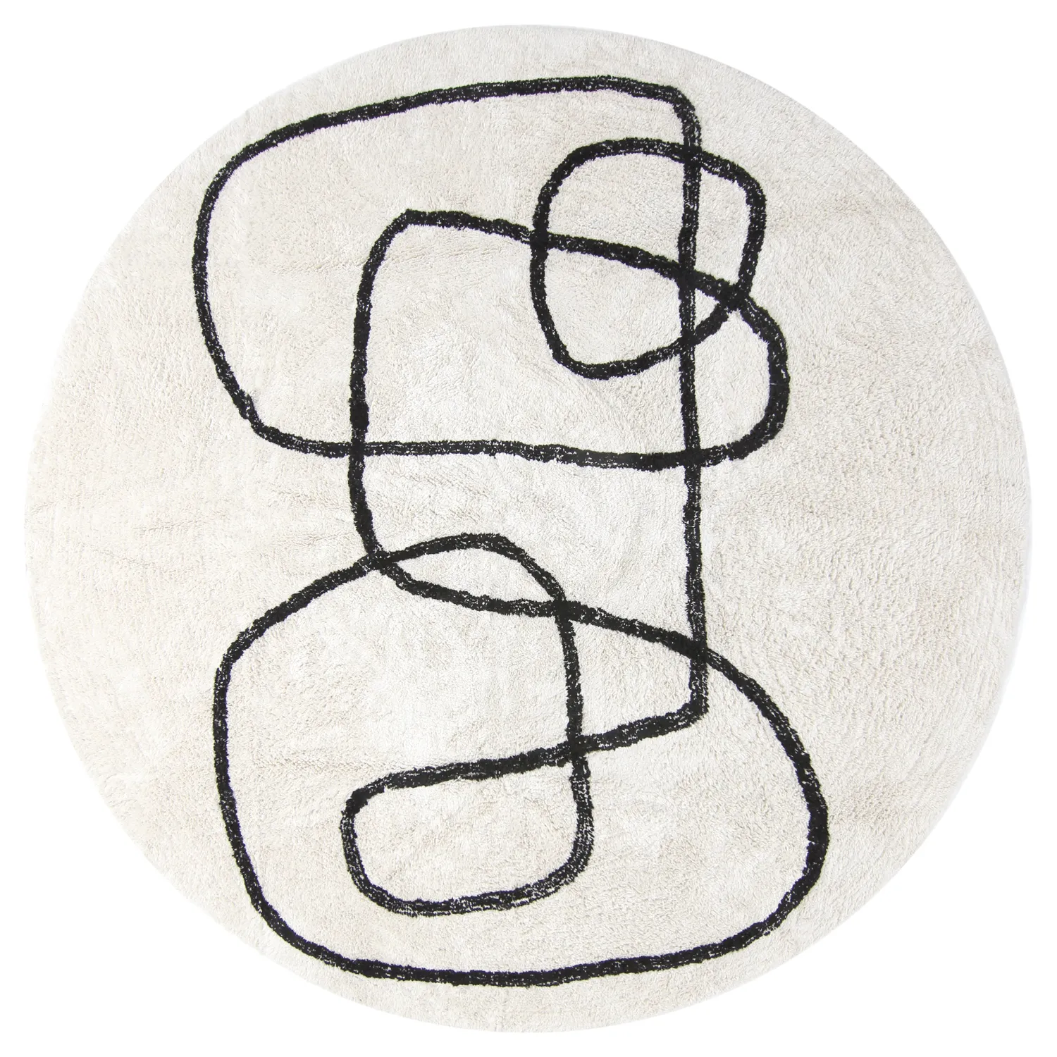 Alfombras redondeadas - Bavello Natural Cotton Shaggy (offwhite/negro)