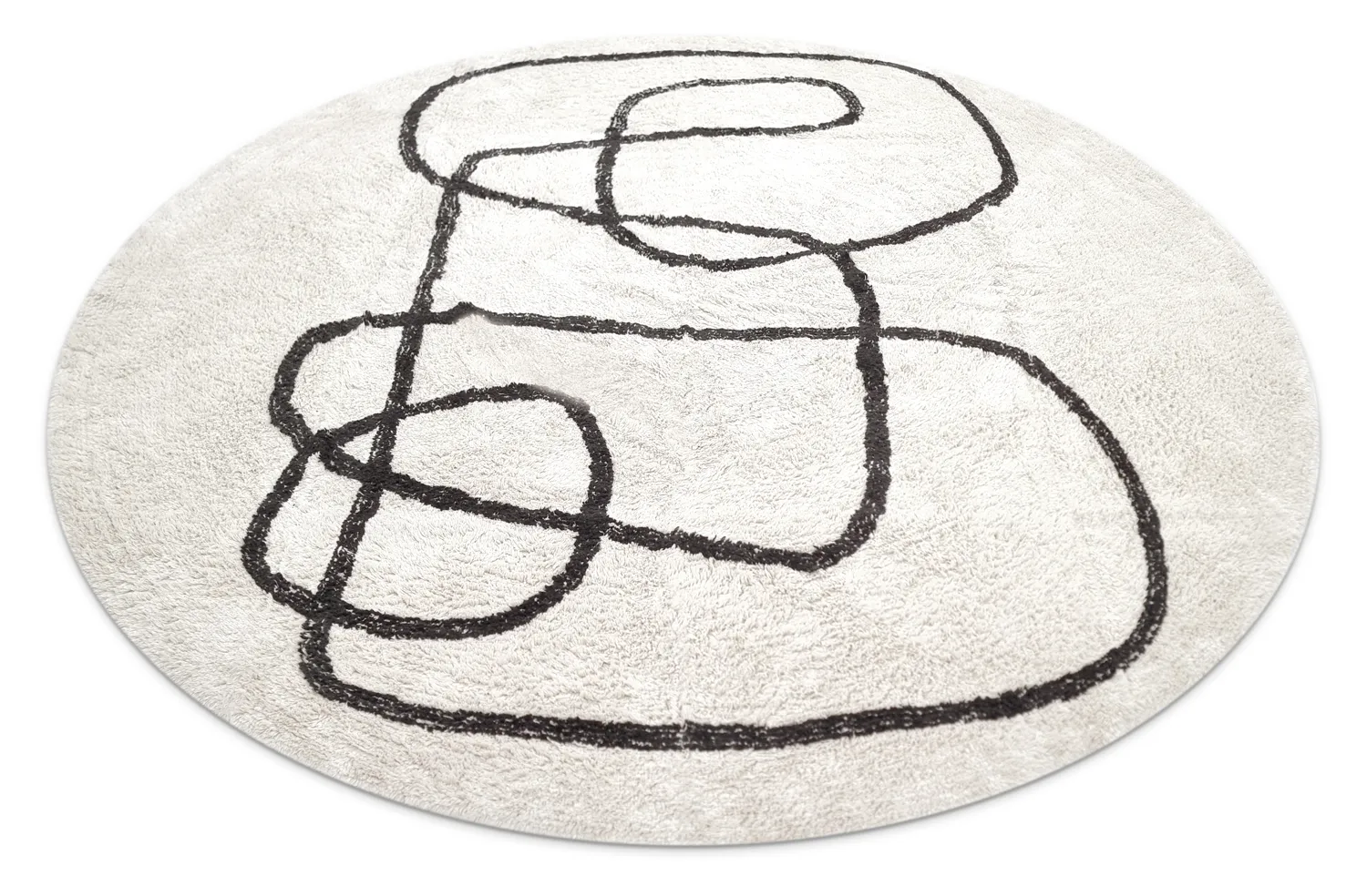 Alfombras redondeadas - Bavello Natural Cotton Shaggy (offwhite/negro)