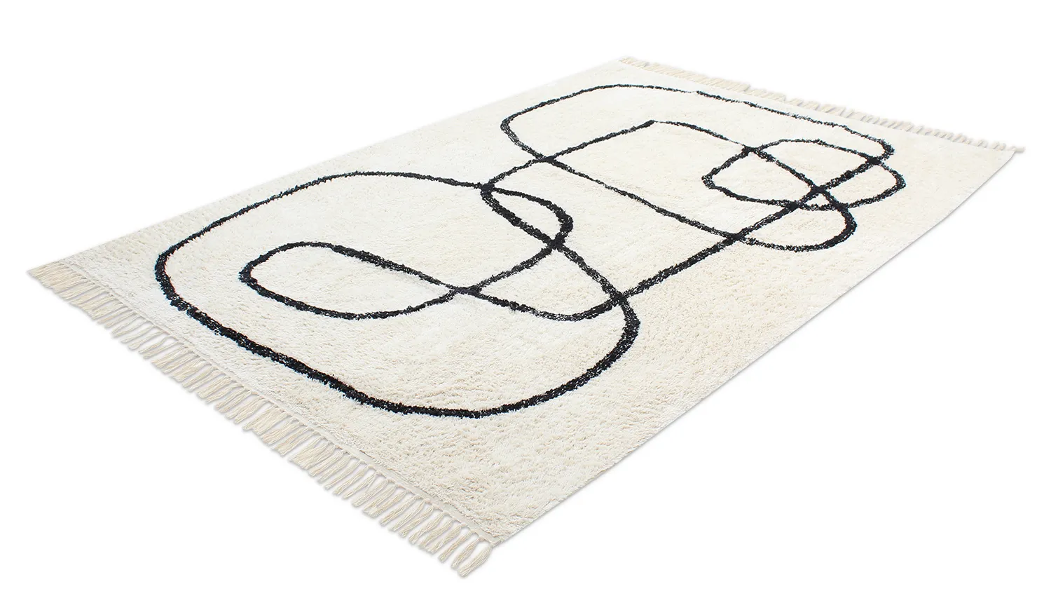Alfombras de pelo largo - Bavello Natural Cotton Shaggy (offwhite/negro)