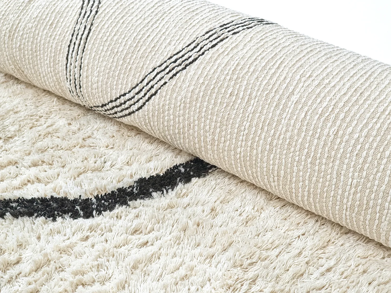 Alfombras de pelo largo - Bavello Natural Cotton Shaggy (offwhite/negro)