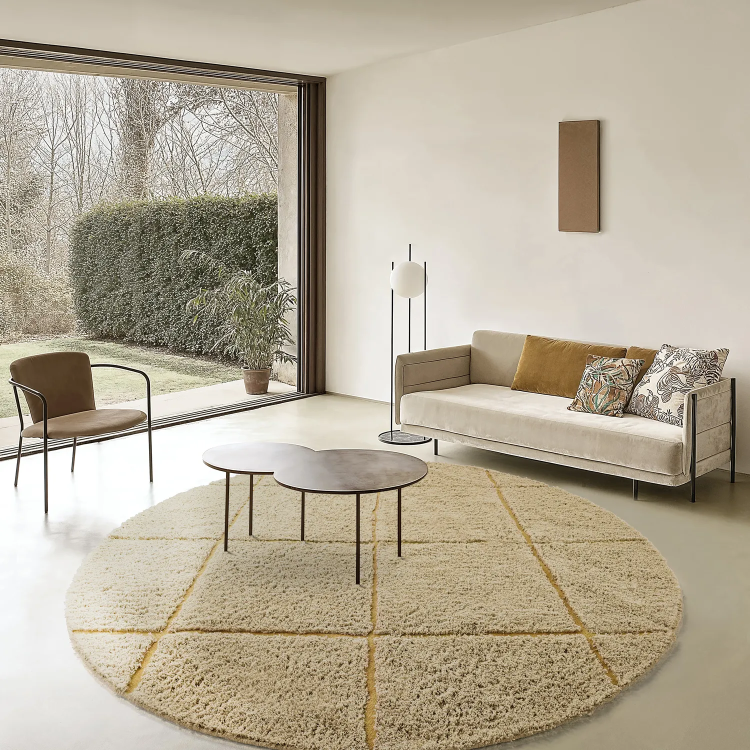 Alfombras redondeadas - Bellevue Natural Cotton Shaggy (beige/marrón)