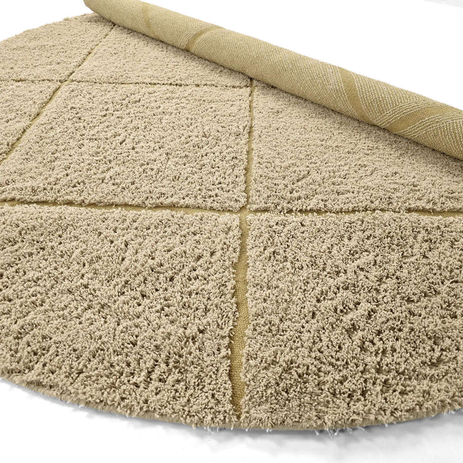 Alfombras redondeadas - Bellevue Natural Cotton Shaggy (beige/marrón)