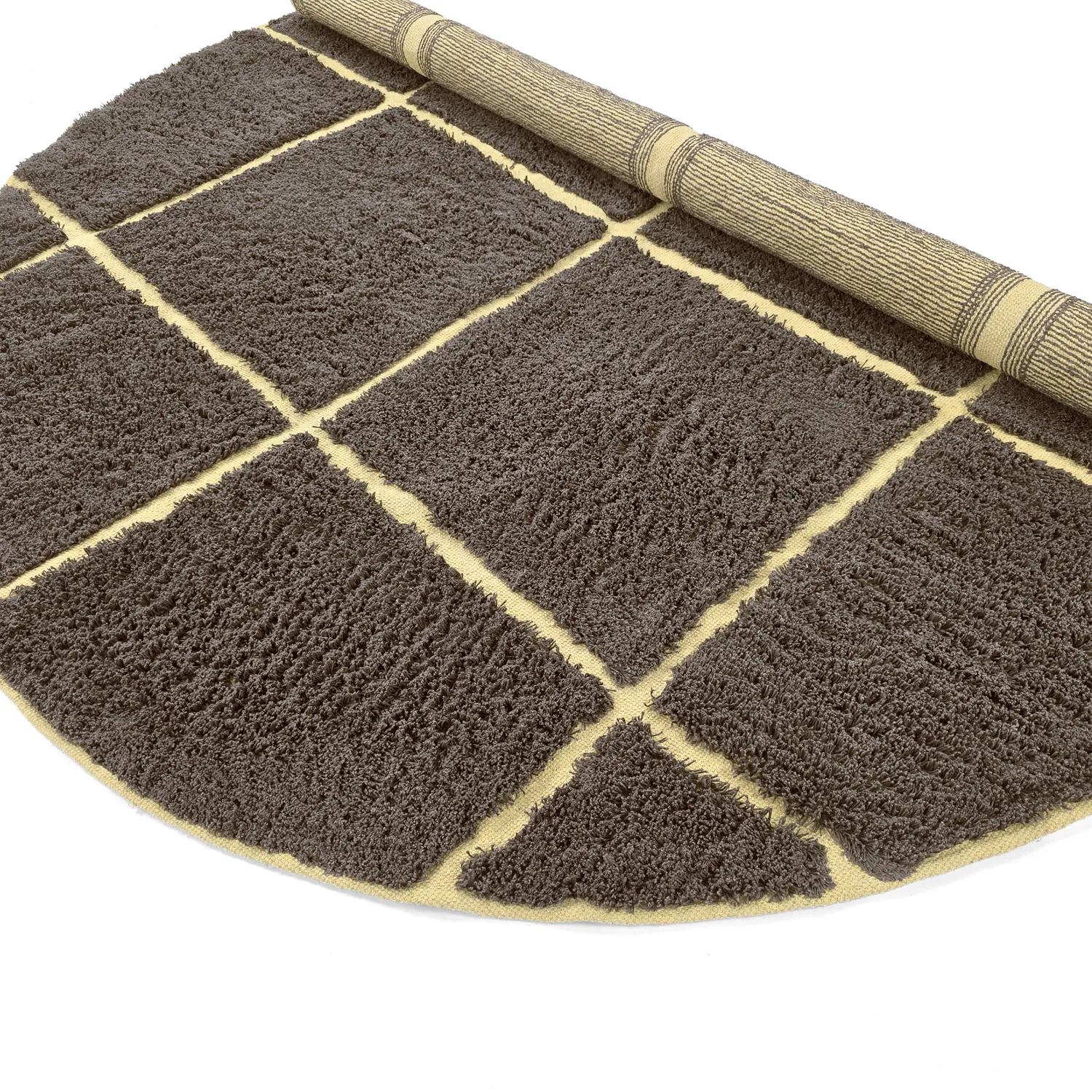 Alfombras redondeadas - Bellevue Natural Cotton Shaggy (marrón/amarillo)
