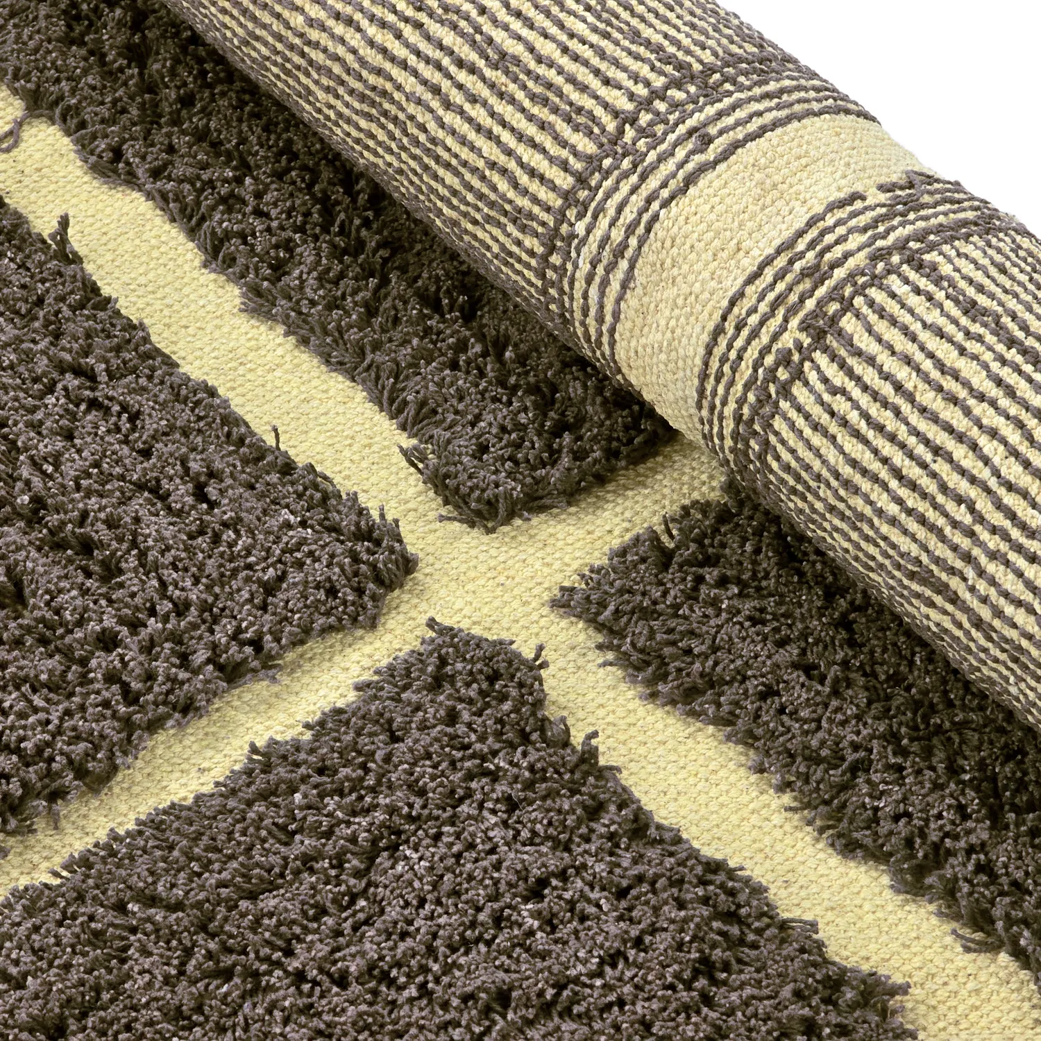 Alfombras redondeadas - Bellevue Natural Cotton Shaggy (marrón/amarillo)