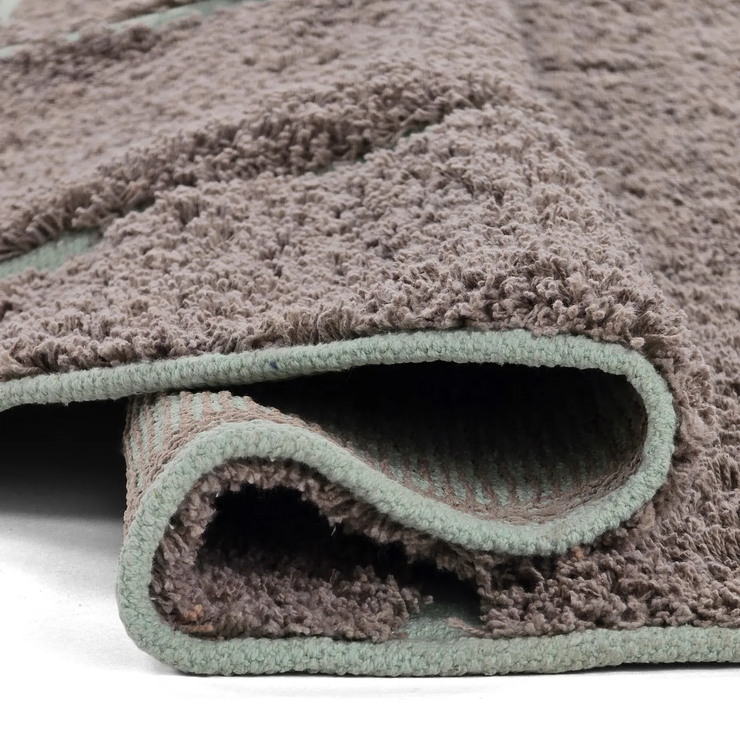 Alfombras redondeadas - Bellevue Natural Cotton Shaggy (topo/verde)