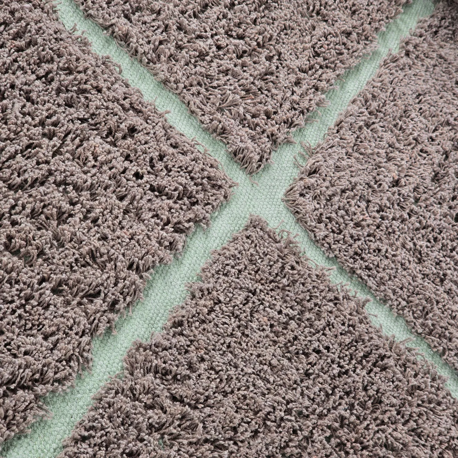 Alfombras redondeadas - Bellevue Natural Cotton Shaggy (topo/verde)