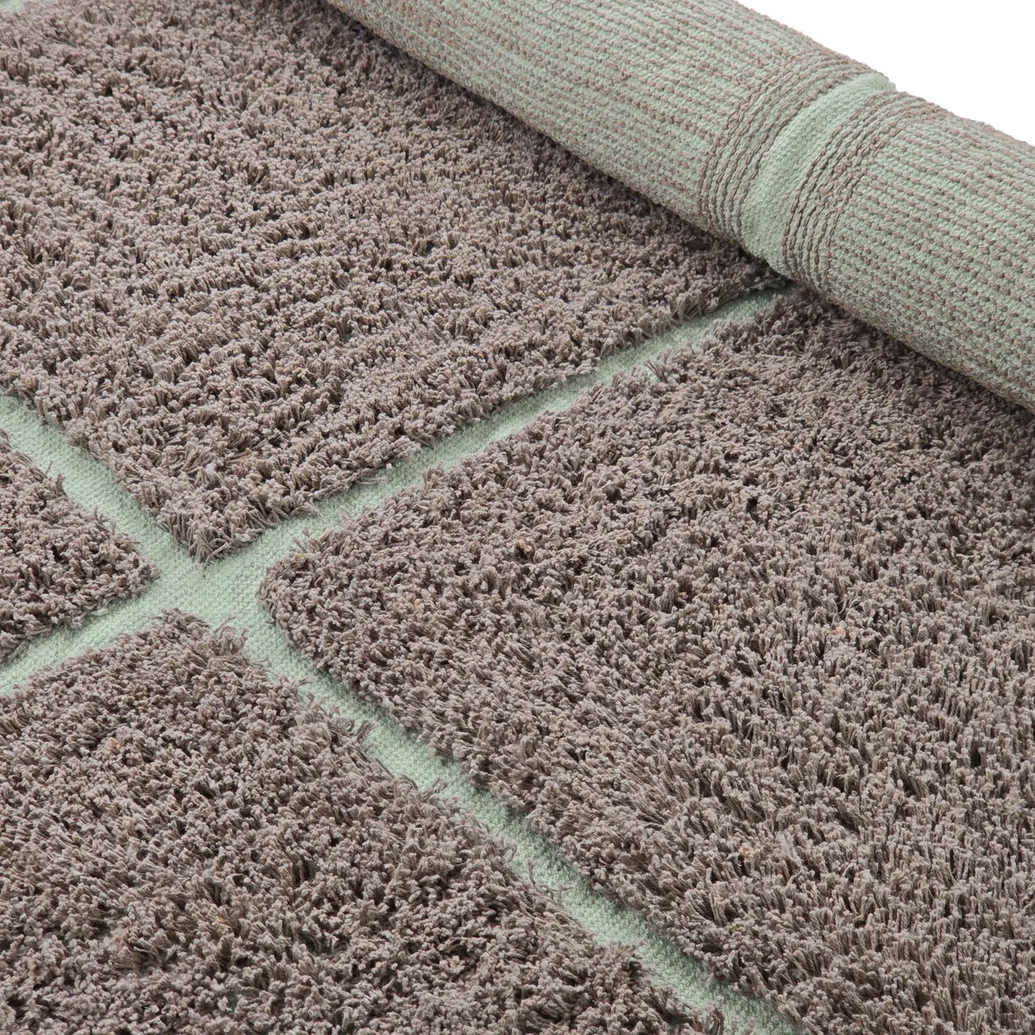 Alfombras redondeadas - Bellevue Natural Cotton Shaggy (topo/verde)