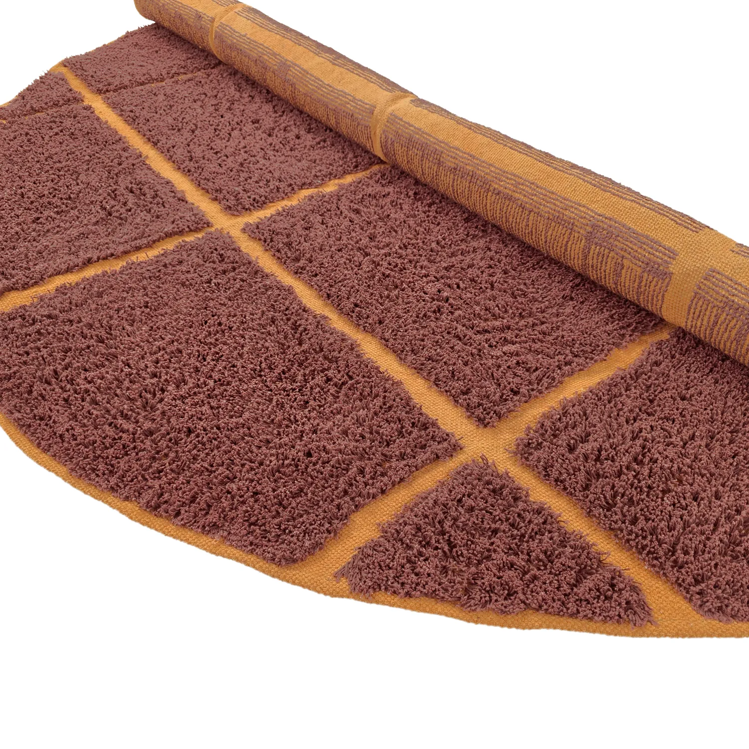 Alfombras redondeadas - Bellevue Natural Cotton Shaggy (rojo/naranja)