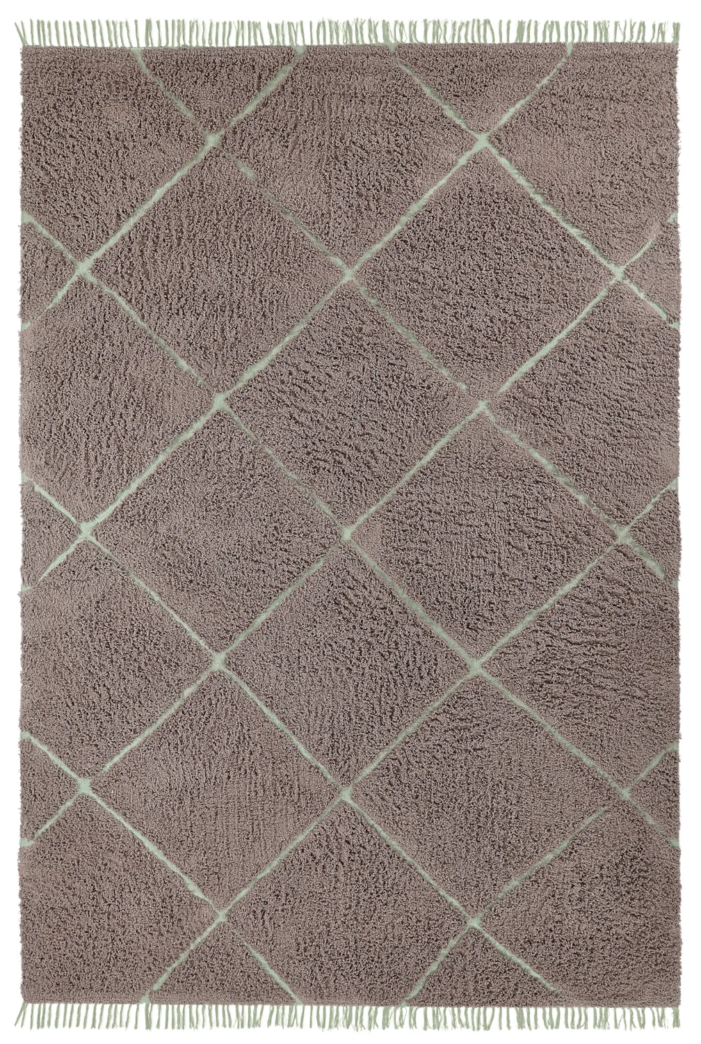 Alfombras de pelo largo - Bellevue Natural Cotton Shaggy (topo/verde)