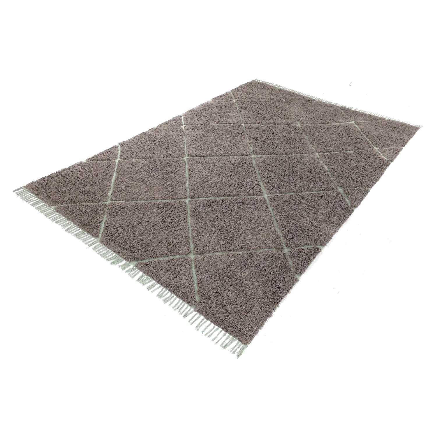 Alfombras de pelo largo - Bellevue Natural Cotton Shaggy (topo/verde)