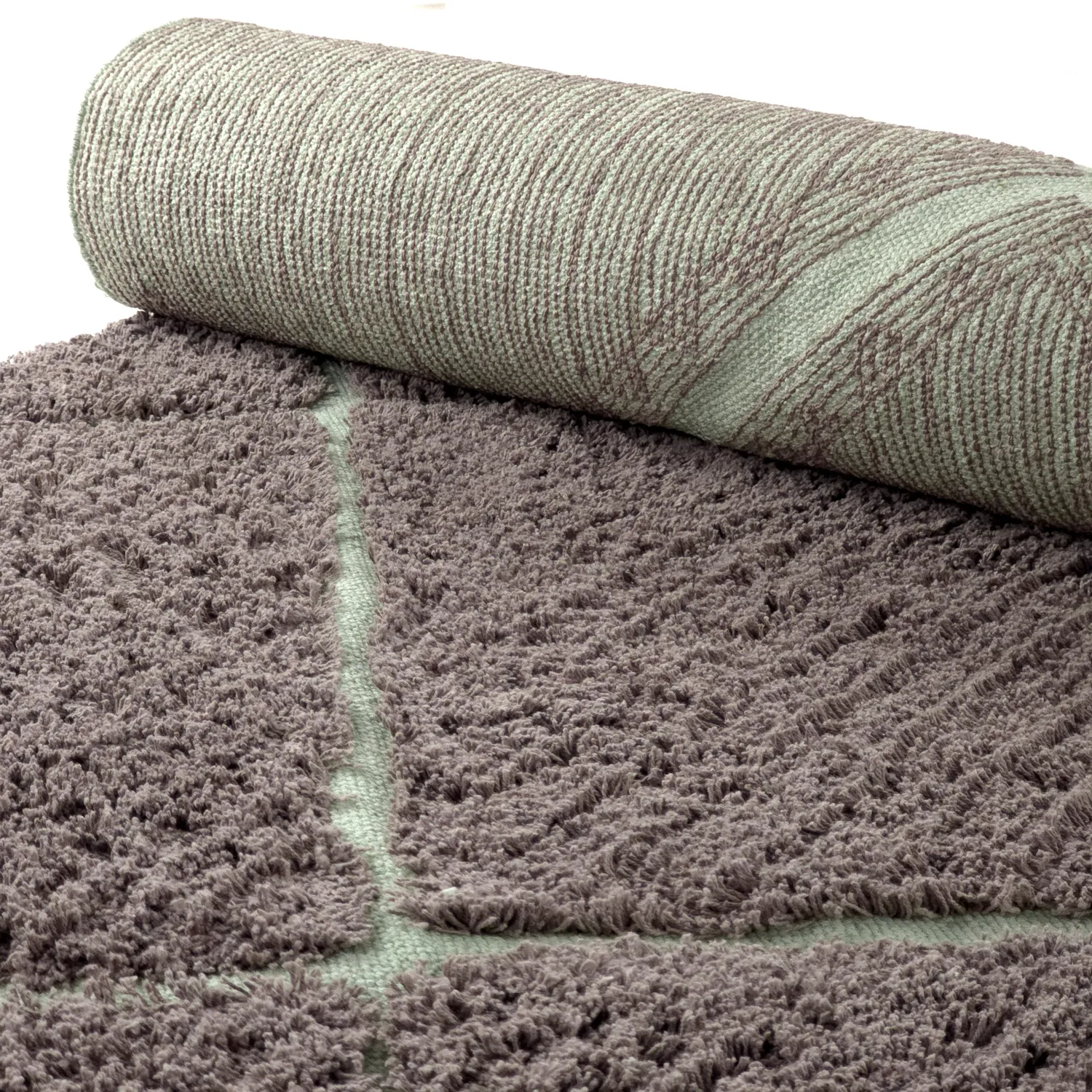Alfombras de pelo largo - Bellevue Natural Cotton Shaggy (topo/verde)