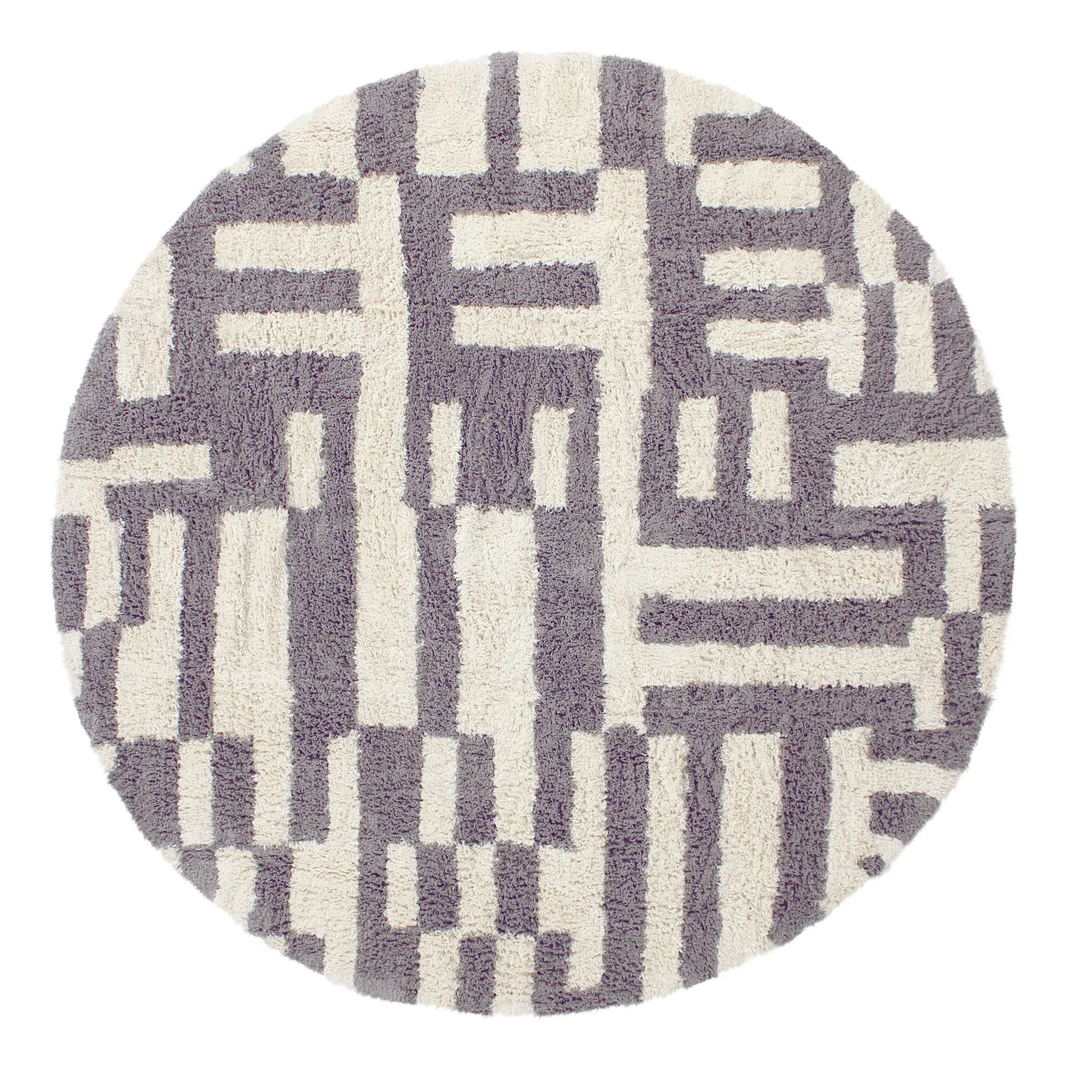 Alfombras redondeadas - Bergamo Natural Cotton Shaggy (gris/blanco)