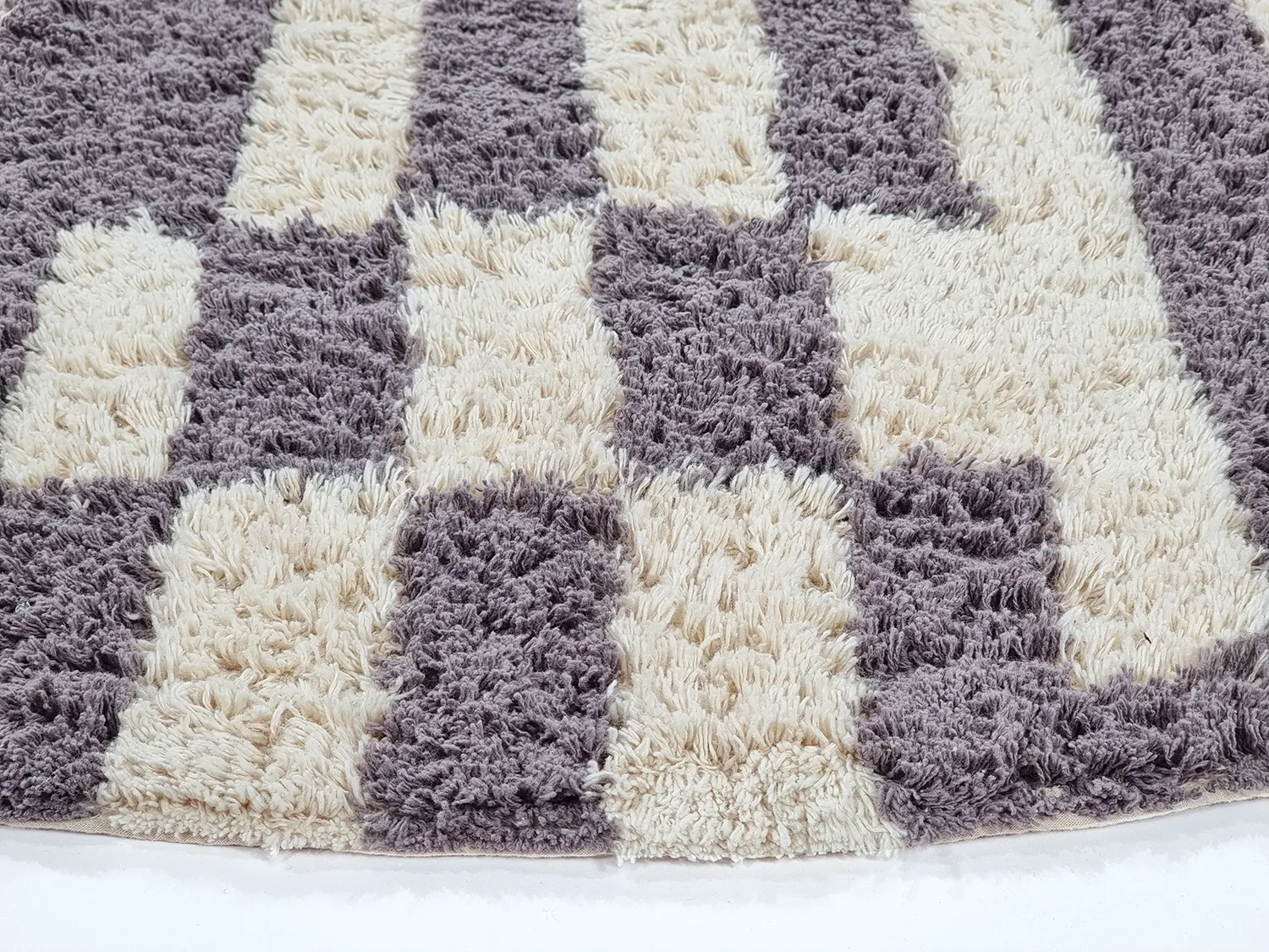 Alfombras redondeadas - Bergamo Natural Cotton Shaggy (gris/blanco)