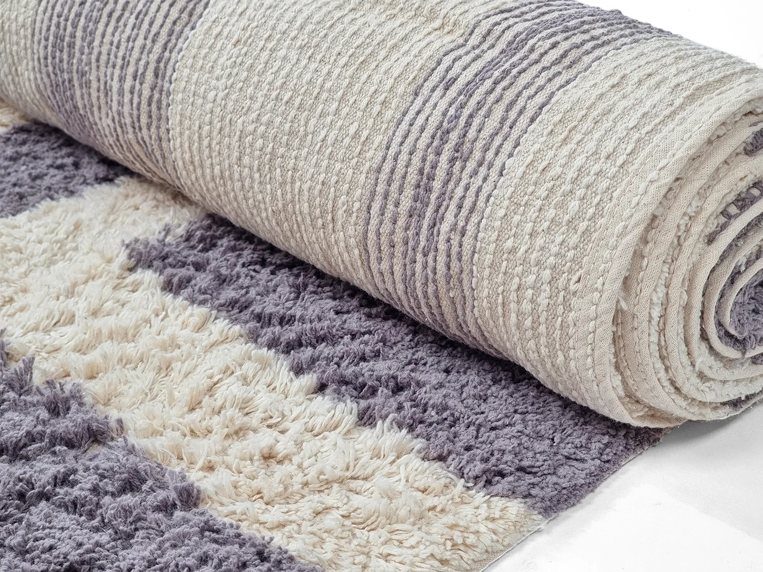 Alfombras de pelo largo - Bergamo Natural Cotton Shaggy (gris/blanco)