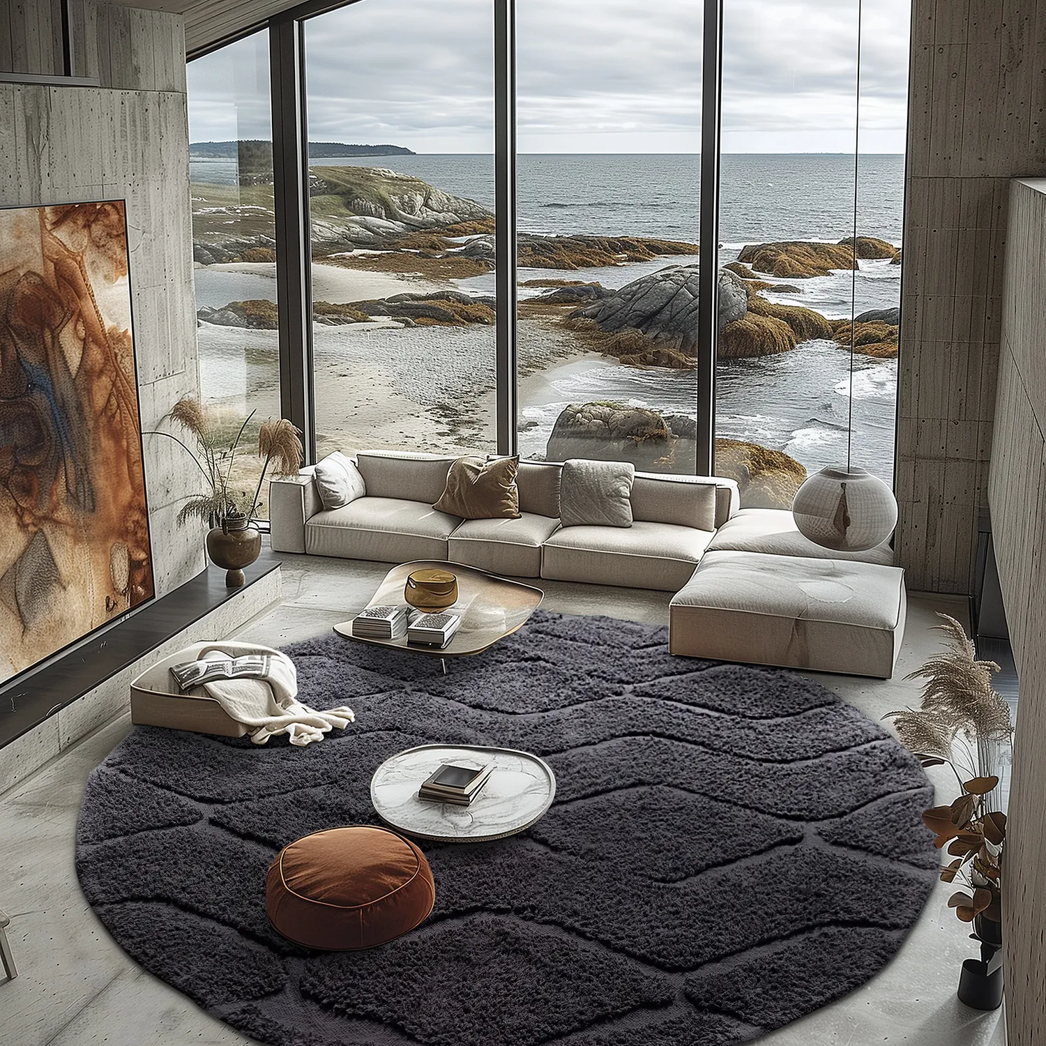 Alfombras redondeadas - Brynn Natural Cotton Shaggy (negro)