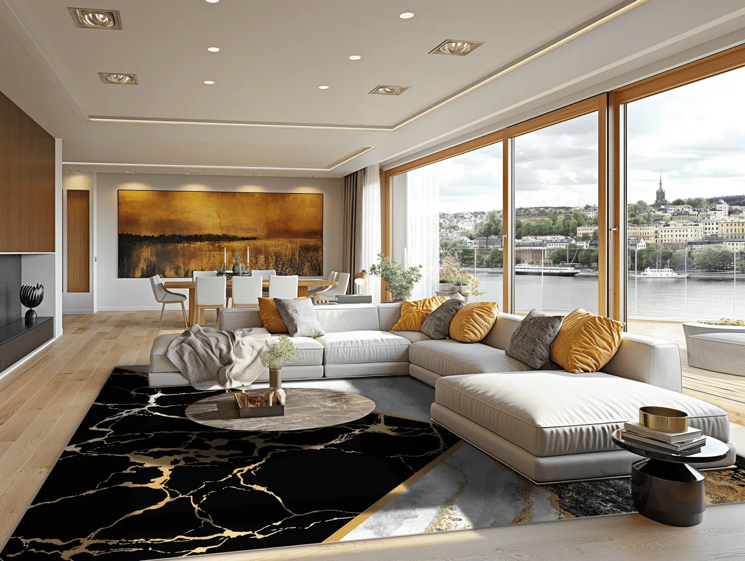 Alfombra Wilton - Cassa (gris/negro/dorado)