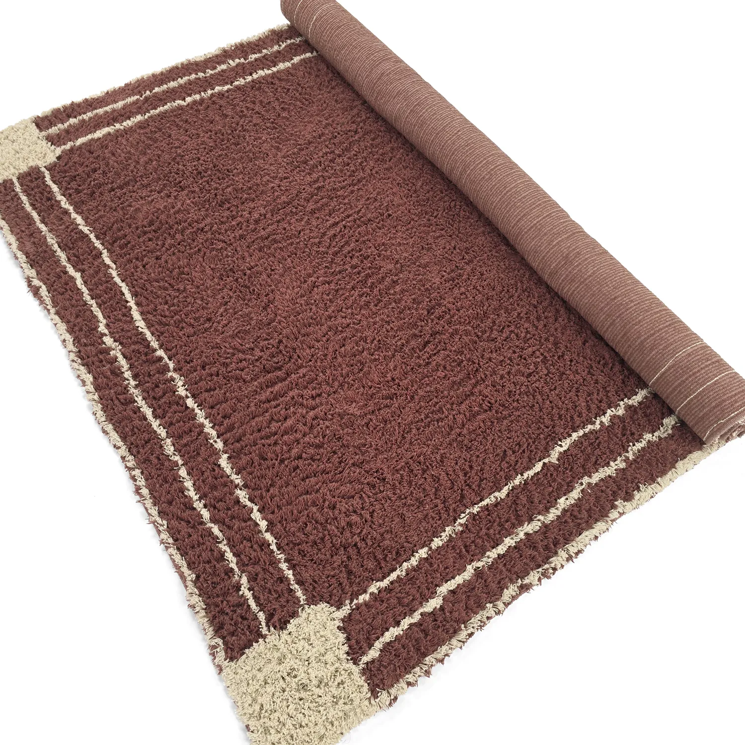 Alfombras de pelo largo - Cataya Natural Cotton Shaggy (marrón/beige)