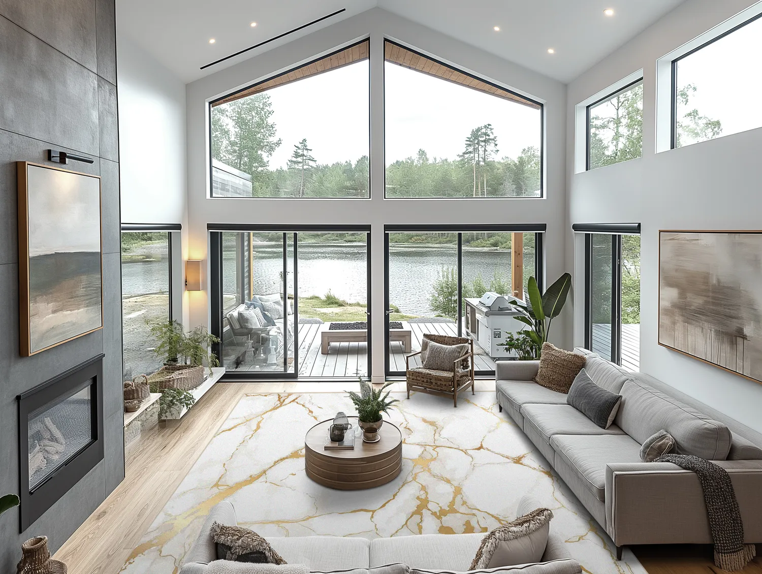 Alfombra Wilton - Cesina (stone/blanco/dorado)