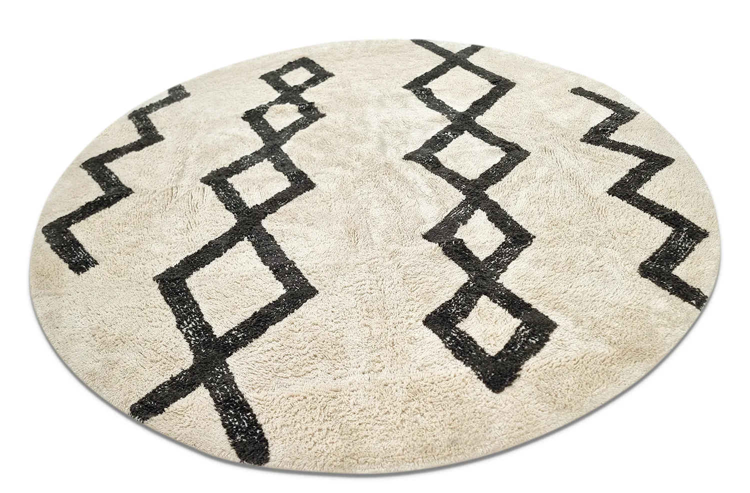 Alfombras redondeadas - Chablis Natural Cotton Shaggy (offwhite/negro)