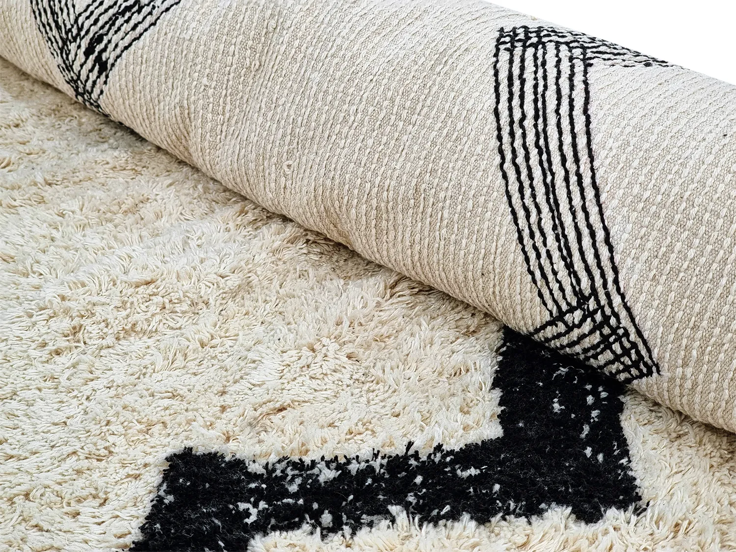 Alfombras redondeadas - Chablis Natural Cotton Shaggy (offwhite/negro)