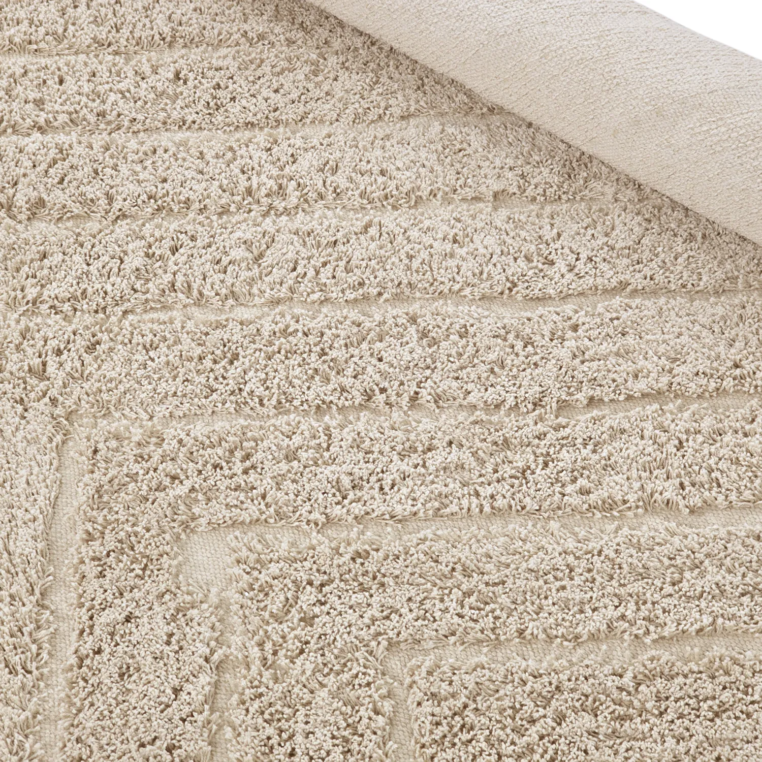Alfombras de pelo largo - Conara Natural Cotton Shaggy (beige)