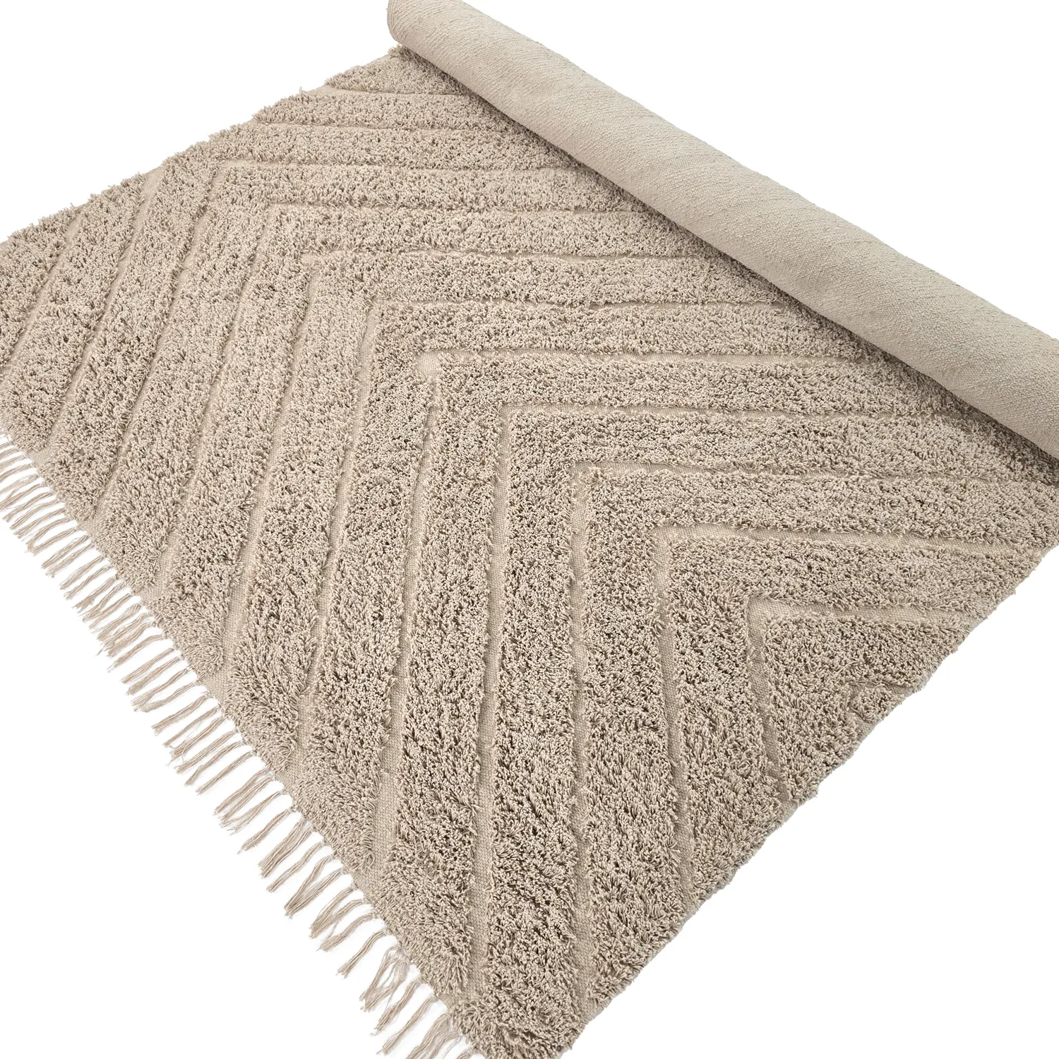 Alfombras de pelo largo - Conara Natural Cotton Shaggy (beige)