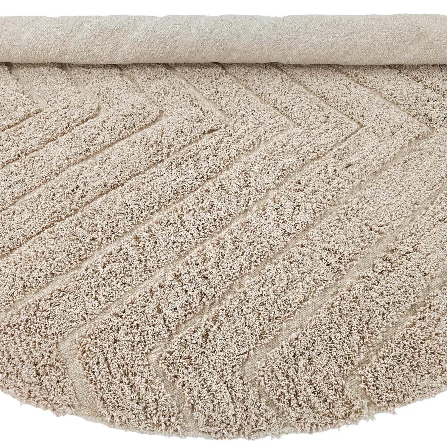 Alfombras redondeadas - Conara Natural Cotton Shaggy (beige)