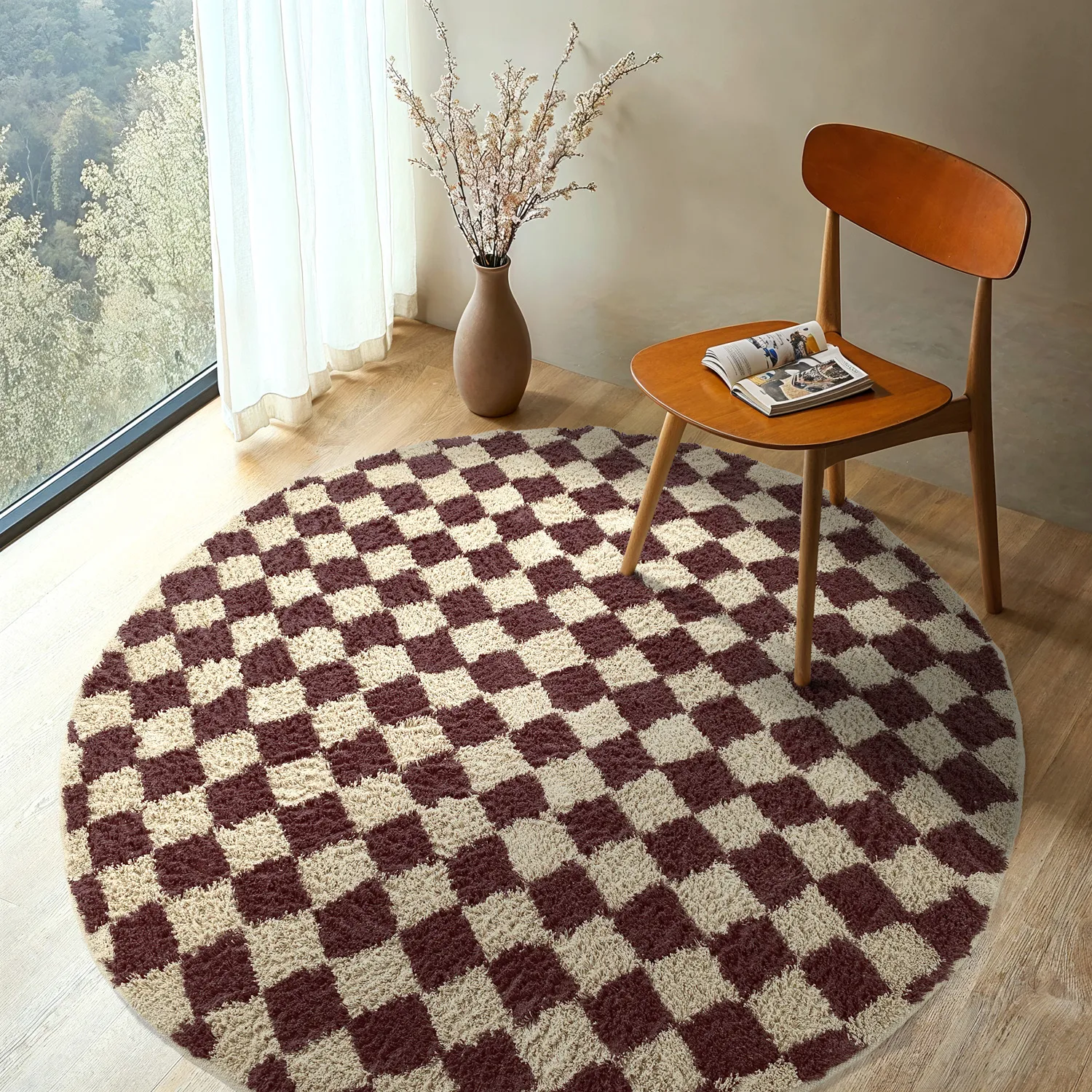 Alfombras redondeadas - Elsey Natural Cotton Shaggy (beige/marrón)