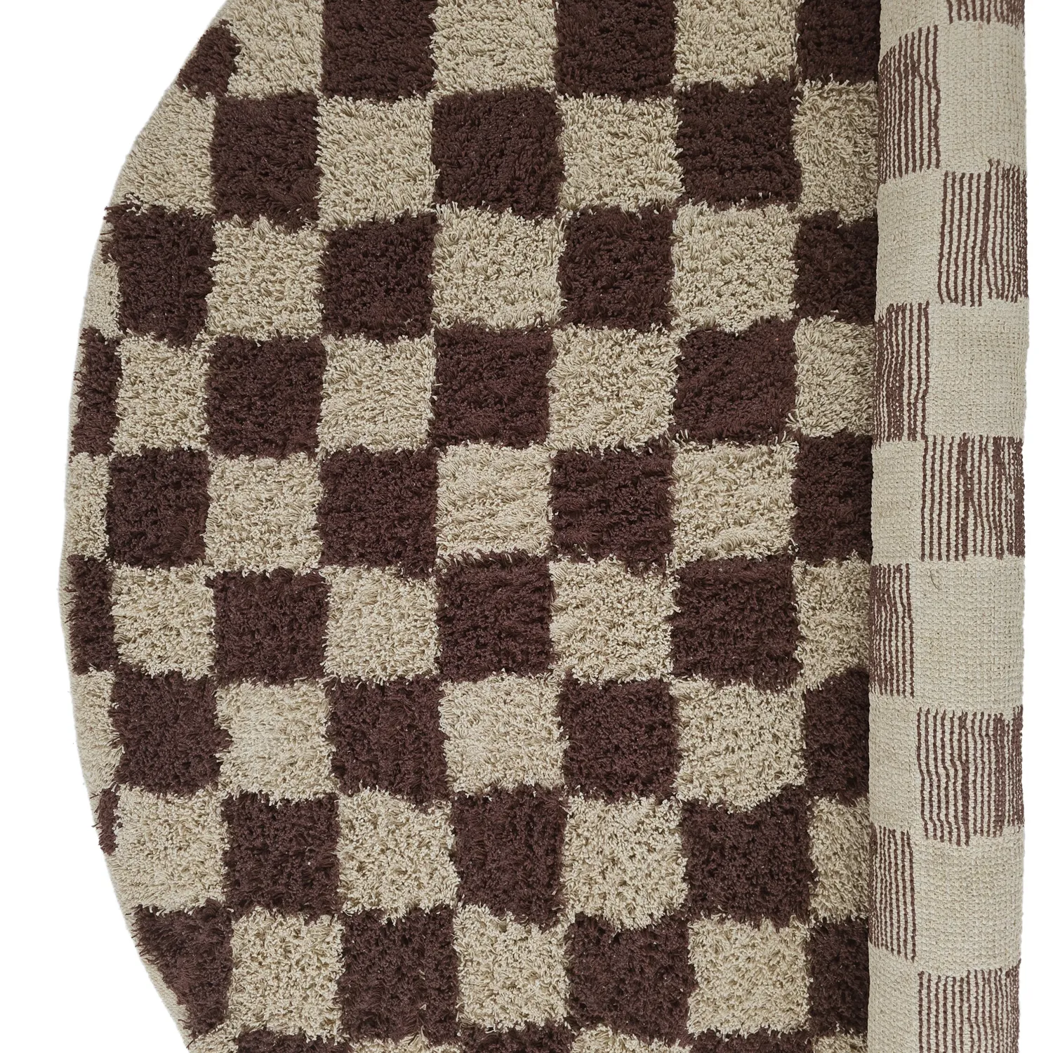 Alfombras redondeadas - Elsey Natural Cotton Shaggy (beige/marrón)