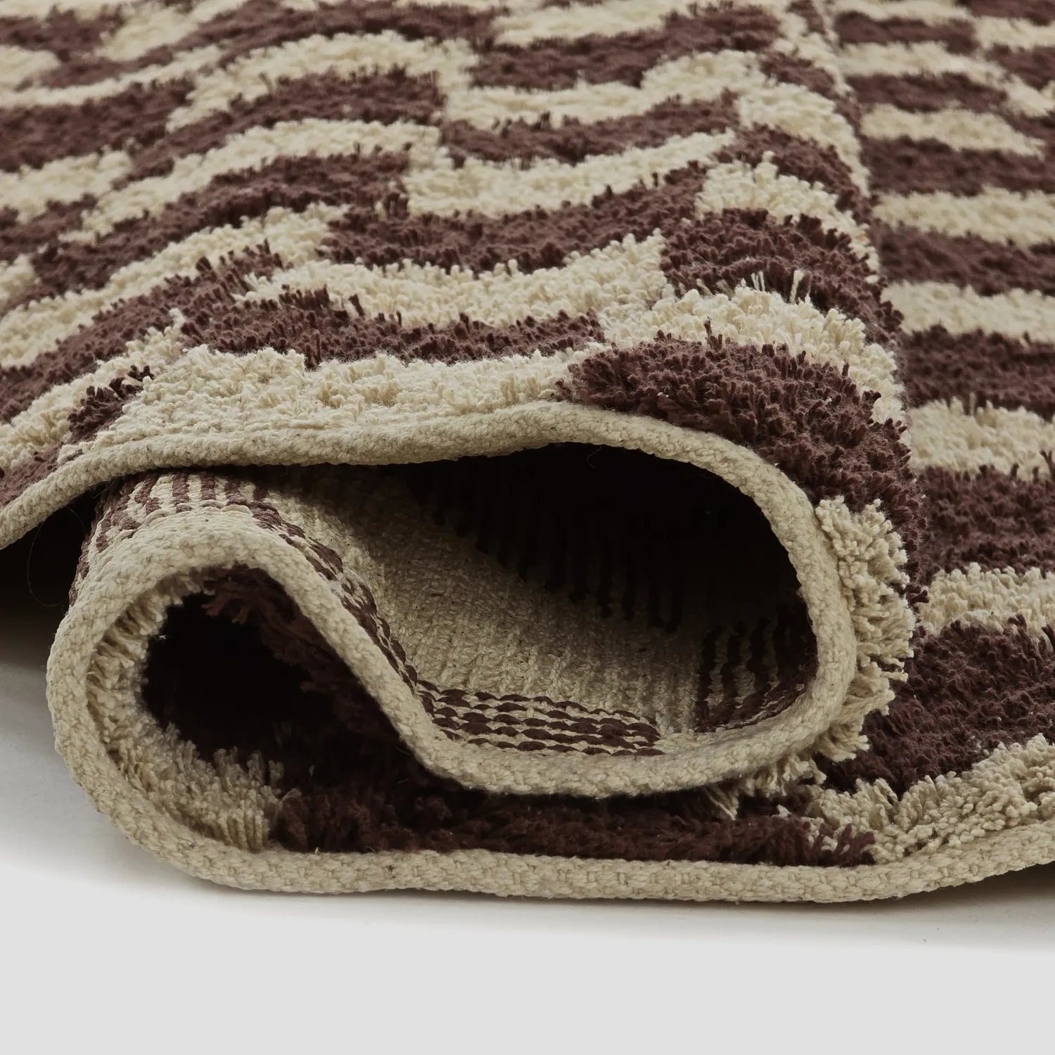 Alfombras redondeadas - Elsey Natural Cotton Shaggy (beige/marrón)