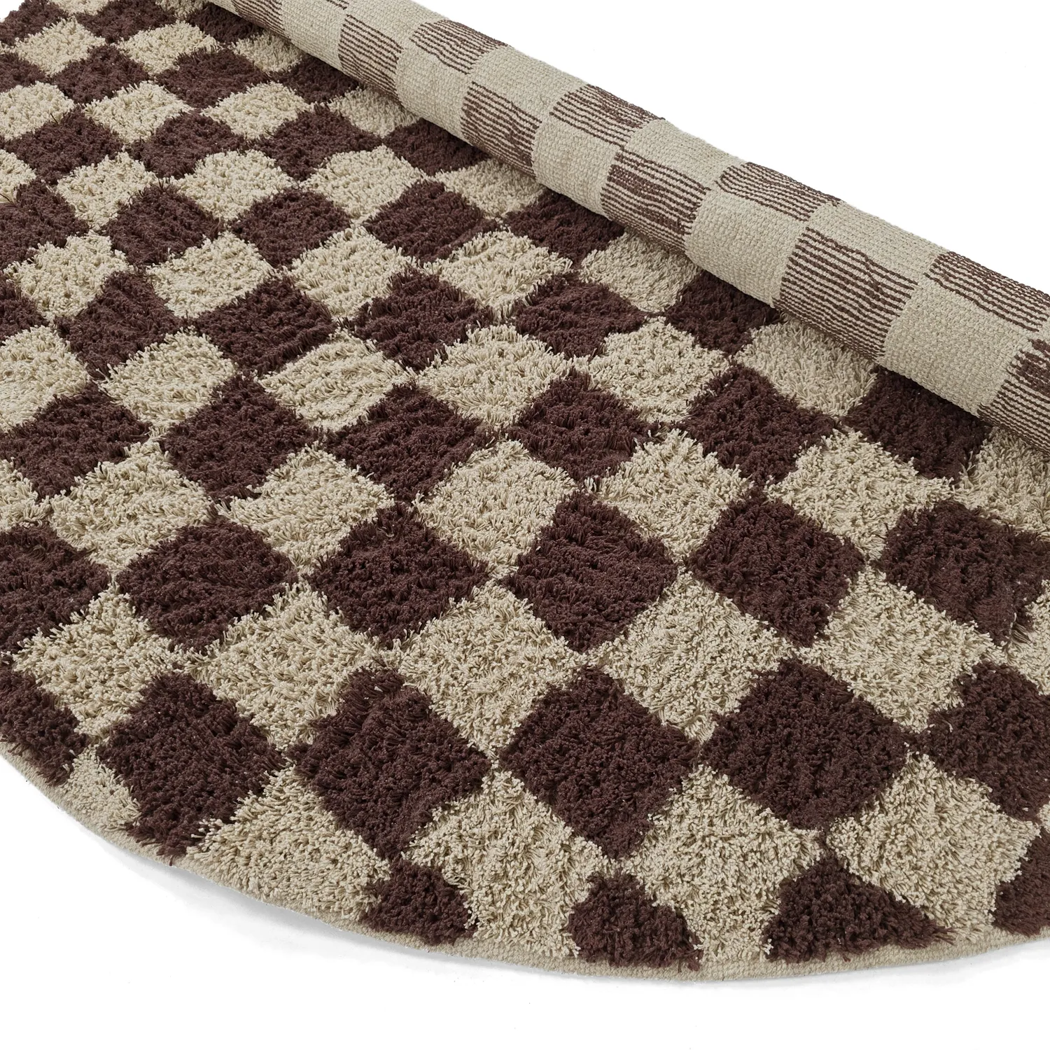 Alfombras redondeadas - Elsey Natural Cotton Shaggy (beige/marrón)