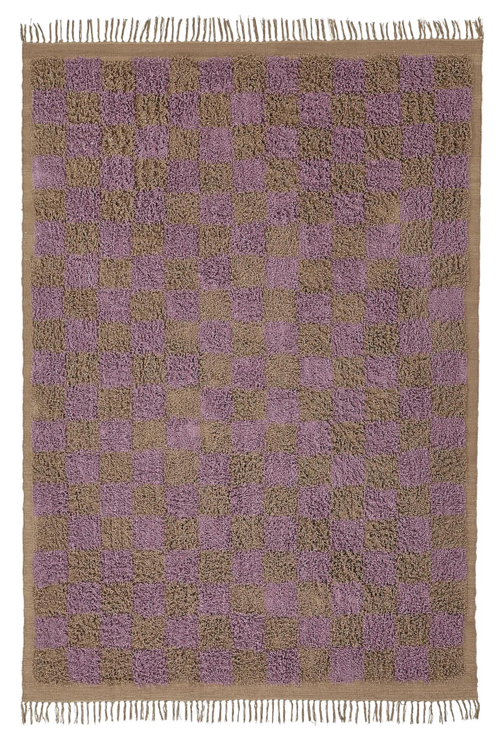 Alfombras de pelo largo - Elsey Natural Cotton Shaggy (marrón/morado)