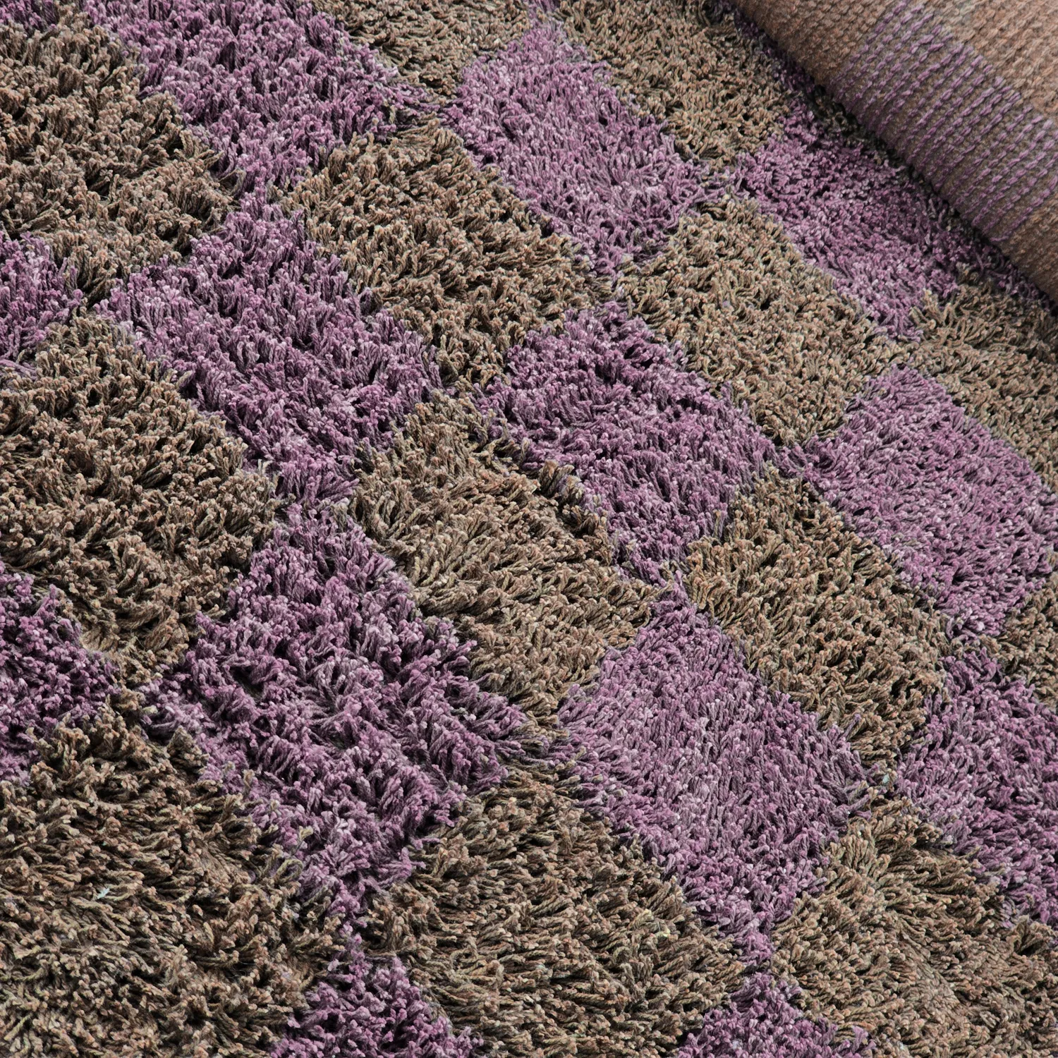 Alfombras de pelo largo - Elsey Natural Cotton Shaggy (marrón/morado)