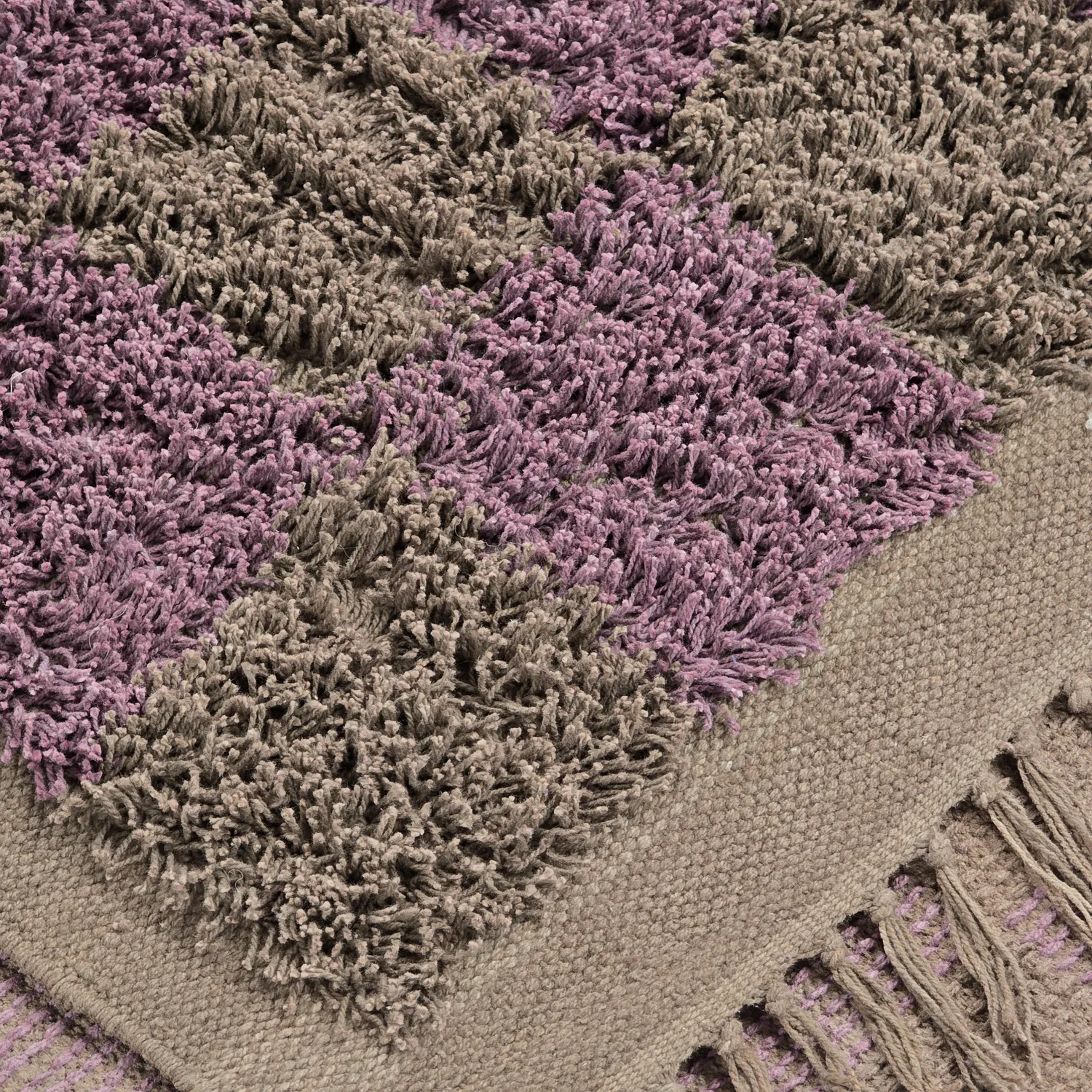 Alfombras de pelo largo - Elsey Natural Cotton Shaggy (marrón/morado)