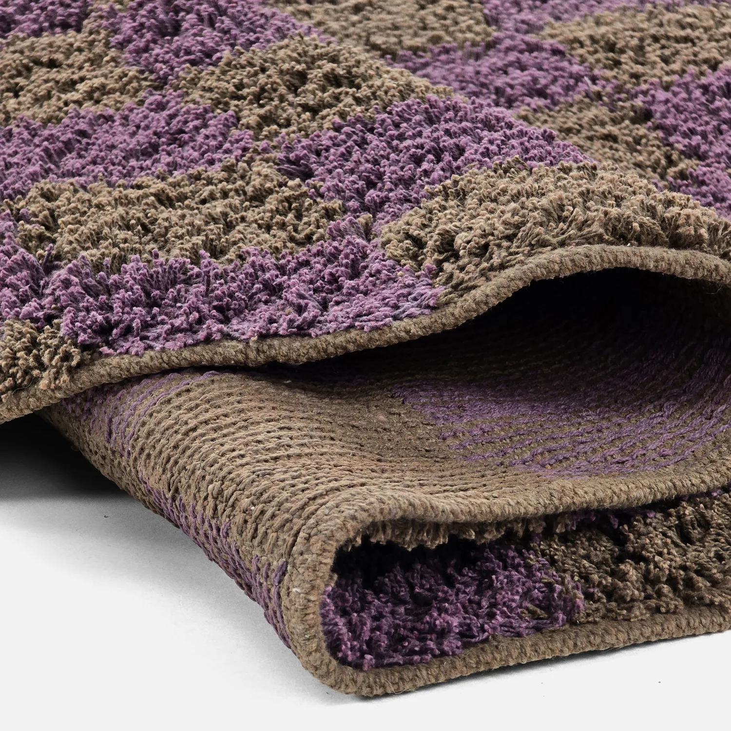Alfombras redondeadas - Elsey Natural Cotton Shaggy (marrón/morado)