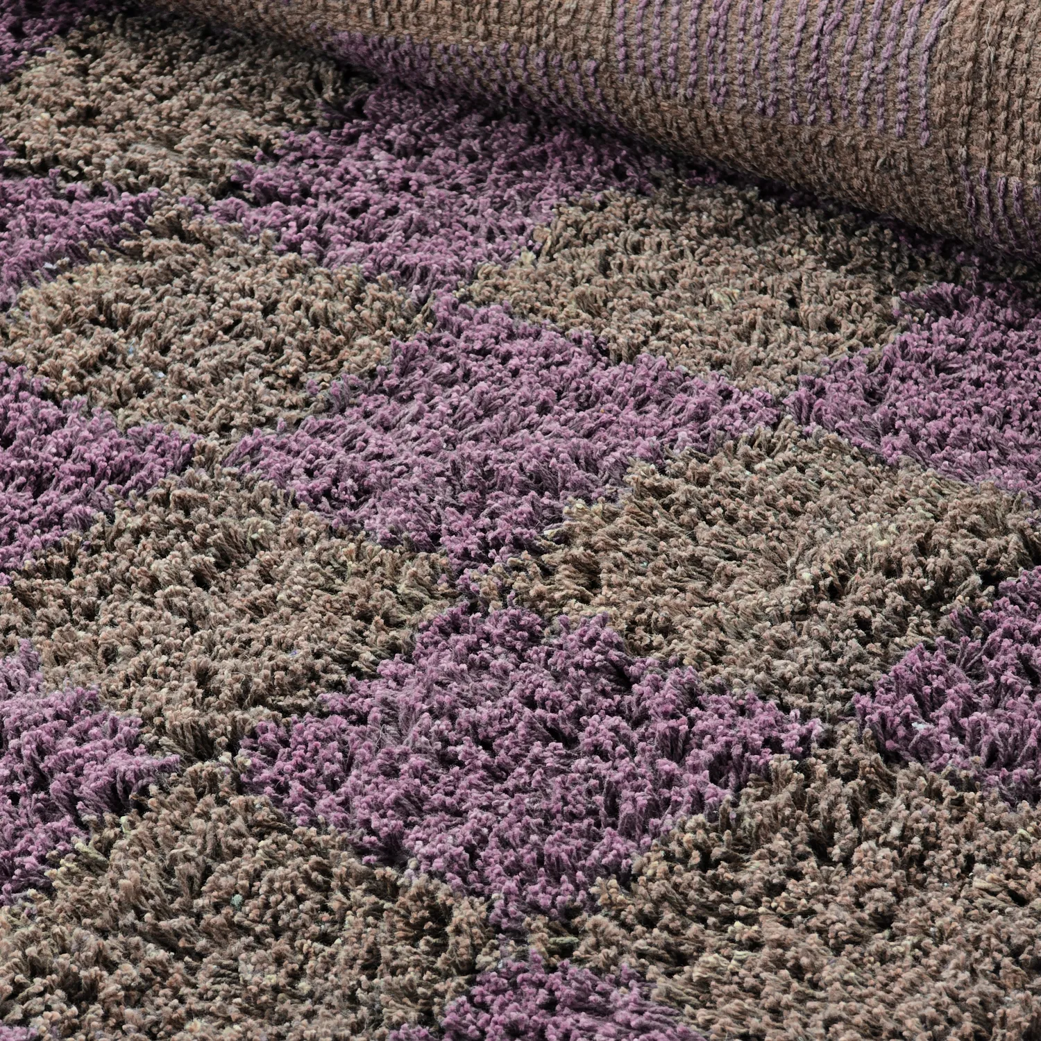 Alfombras redondeadas - Elsey Natural Cotton Shaggy (marrón/morado)