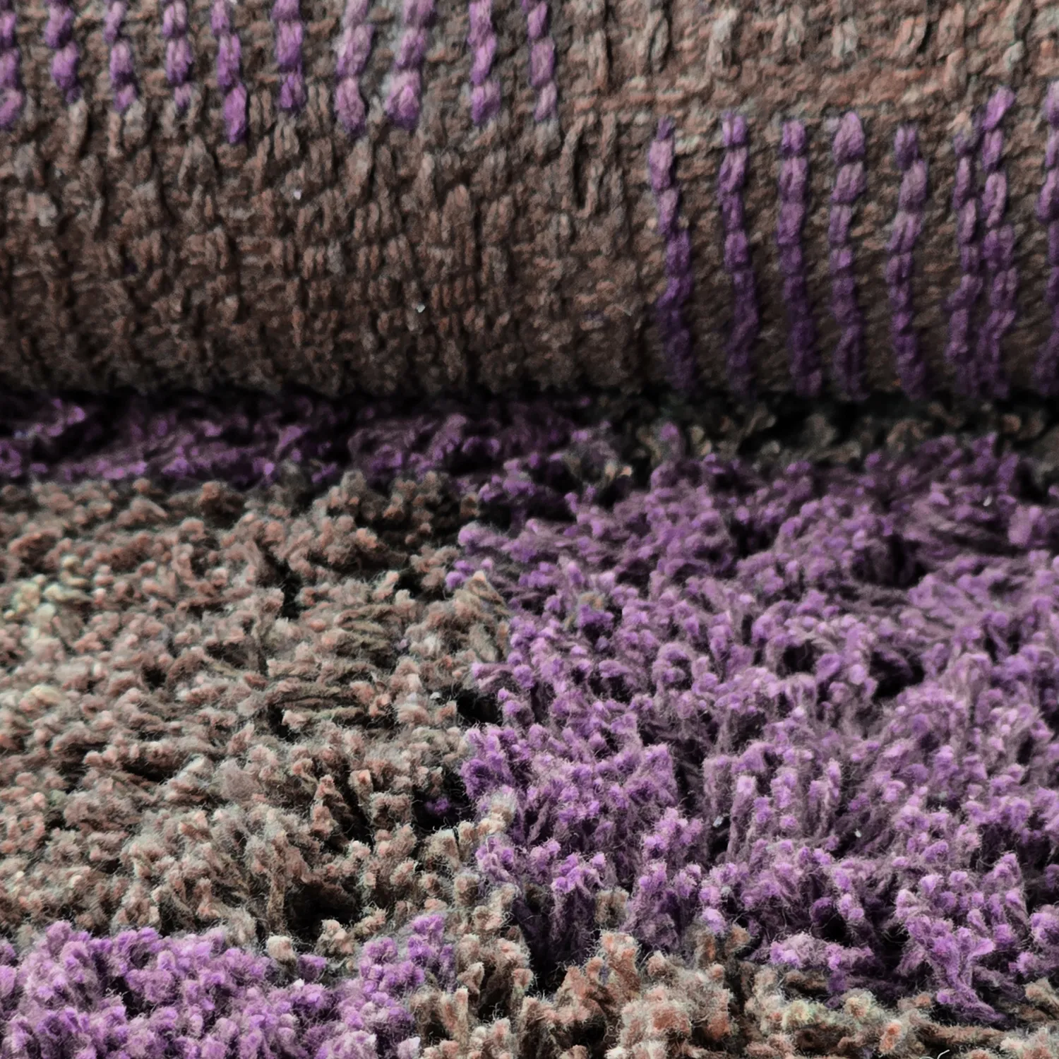 Alfombras redondeadas - Elsey Natural Cotton Shaggy (marrón/morado)