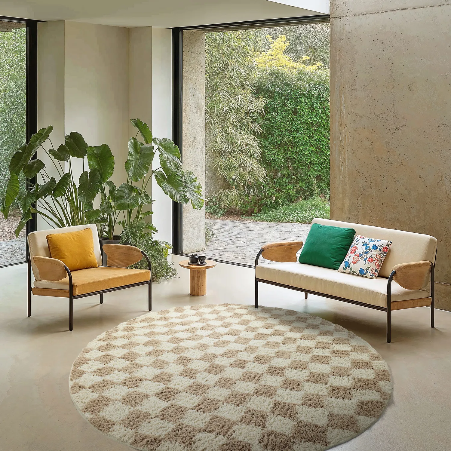 Alfombras redondeadas - Elsey Natural Cotton Shaggy (crema/arena)