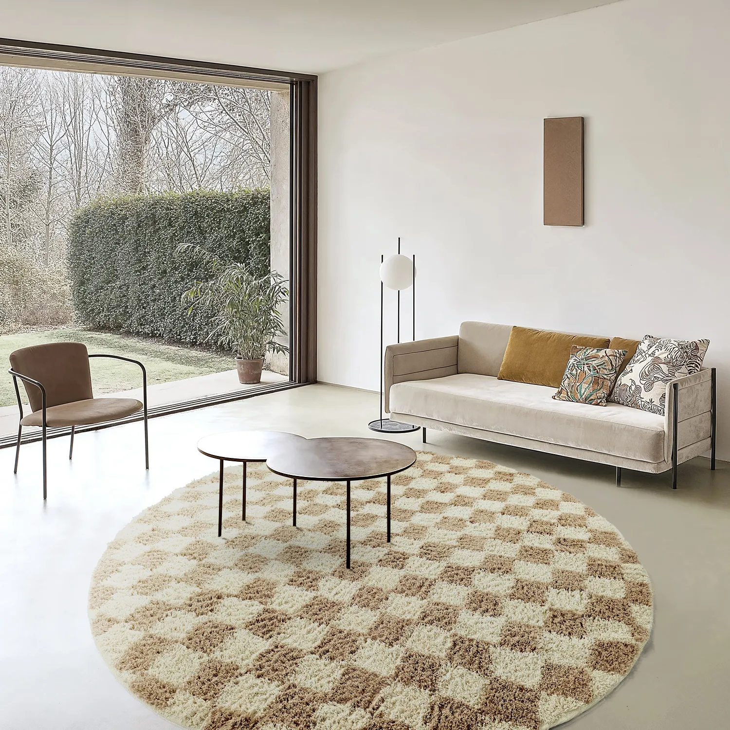 Alfombras redondeadas - Elsey Natural Cotton Shaggy (crema/arena)