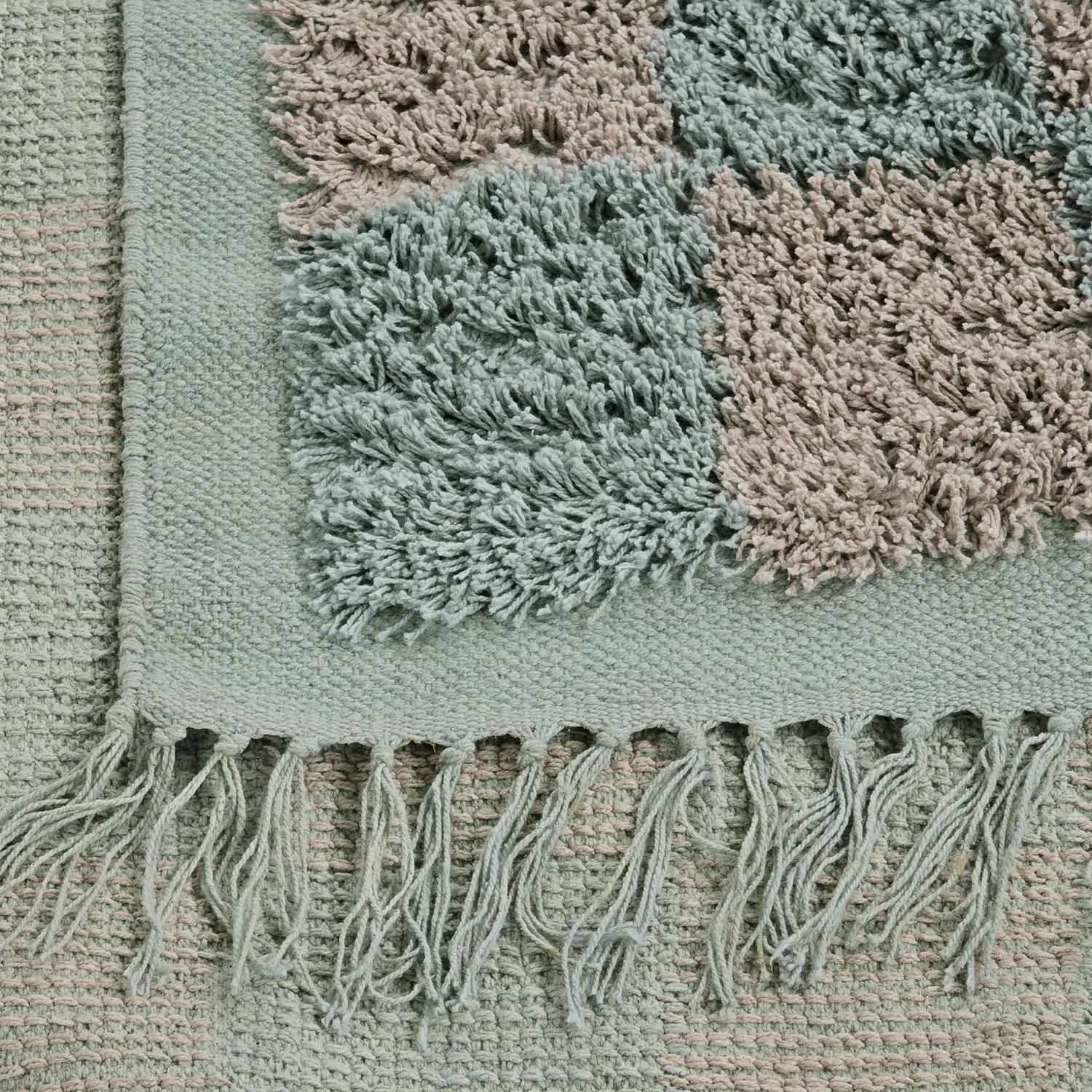 Alfombras de pelo largo - Elsey Natural Cotton Shaggy (gris/rosa)