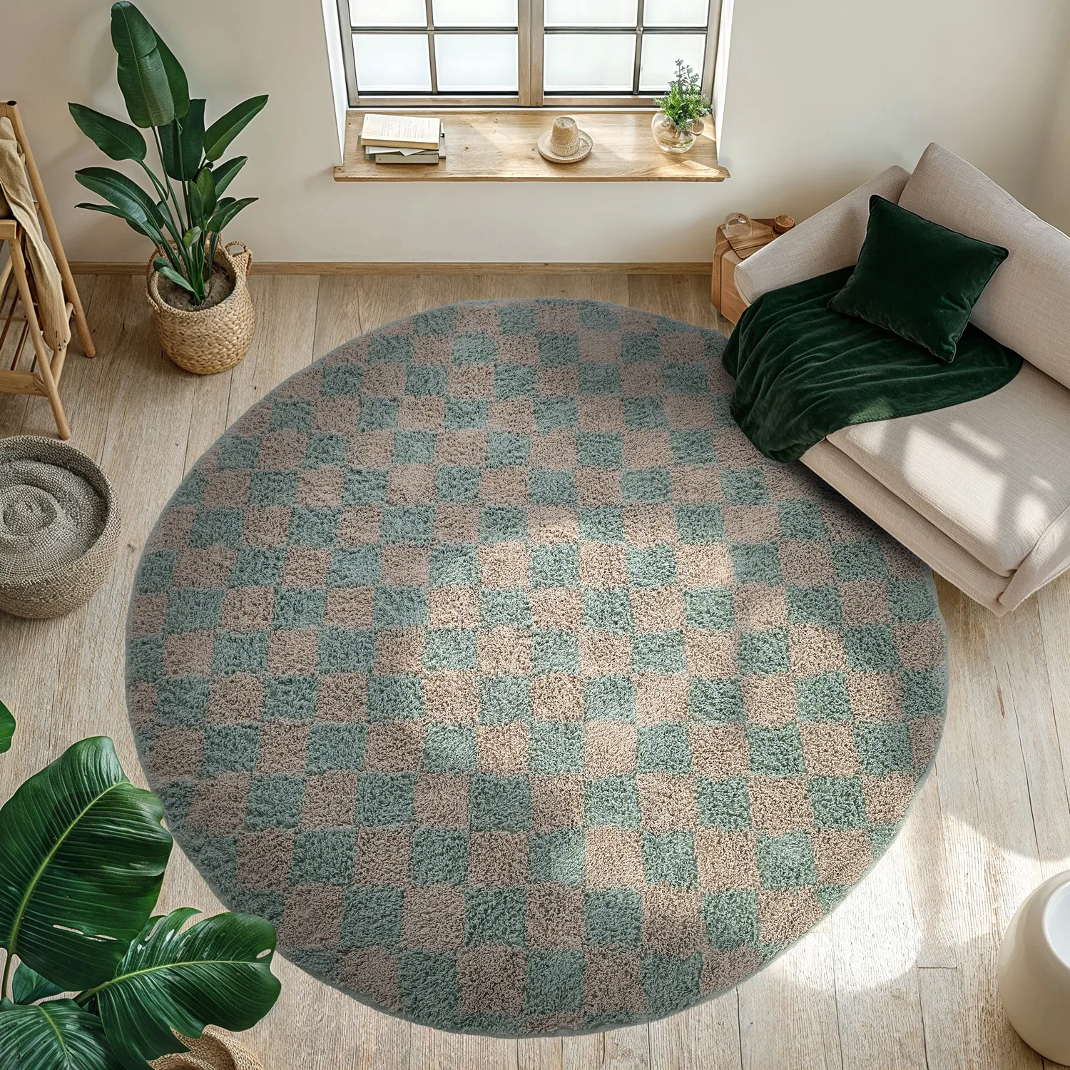 Alfombras redondeadas - Elsey Natural Cotton Shaggy (gris/rosa)