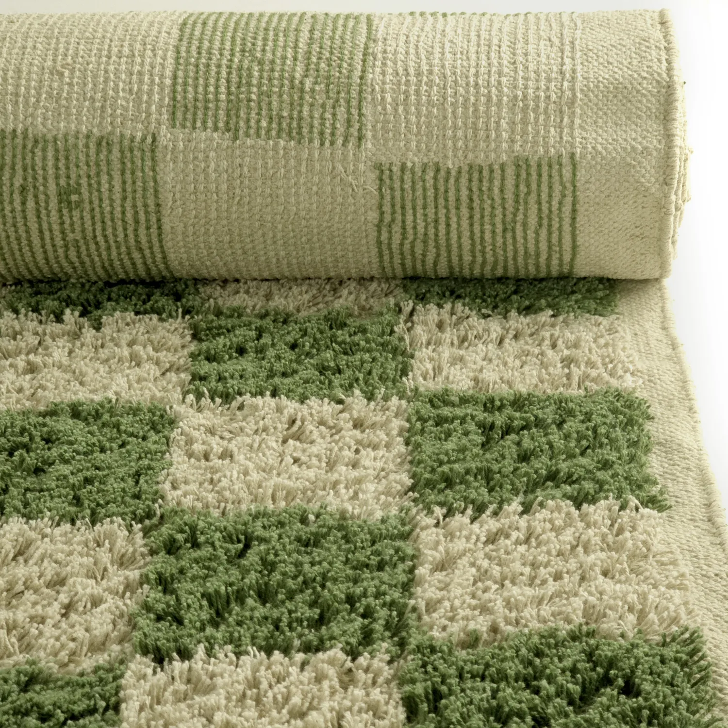 Alfombras de pelo largo - Elsey Natural Cotton Shaggy (verde/beige)