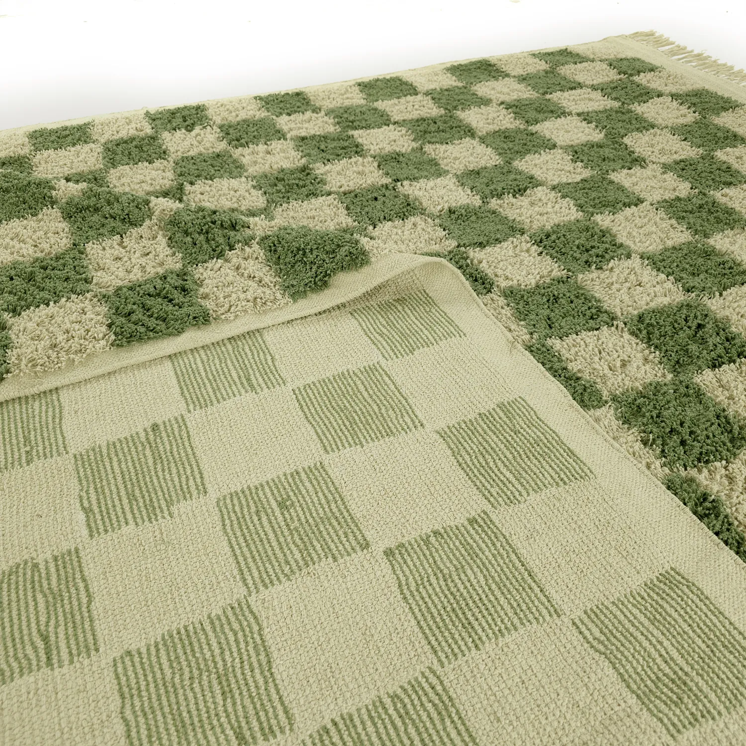 Alfombras de pelo largo - Elsey Natural Cotton Shaggy (verde/beige)