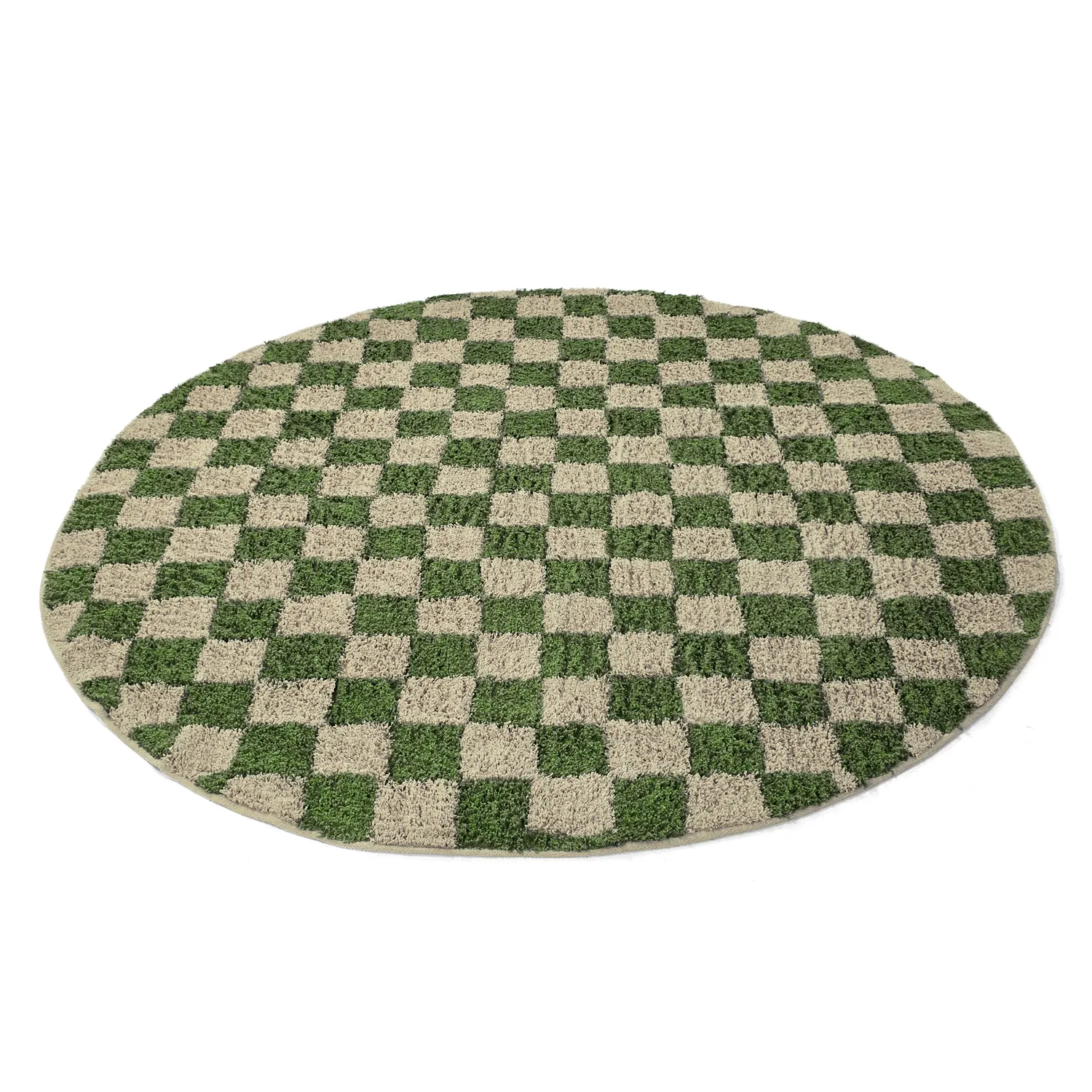 Alfombras redondeadas - Elsey Natural Cotton Shaggy (verde/beige)
