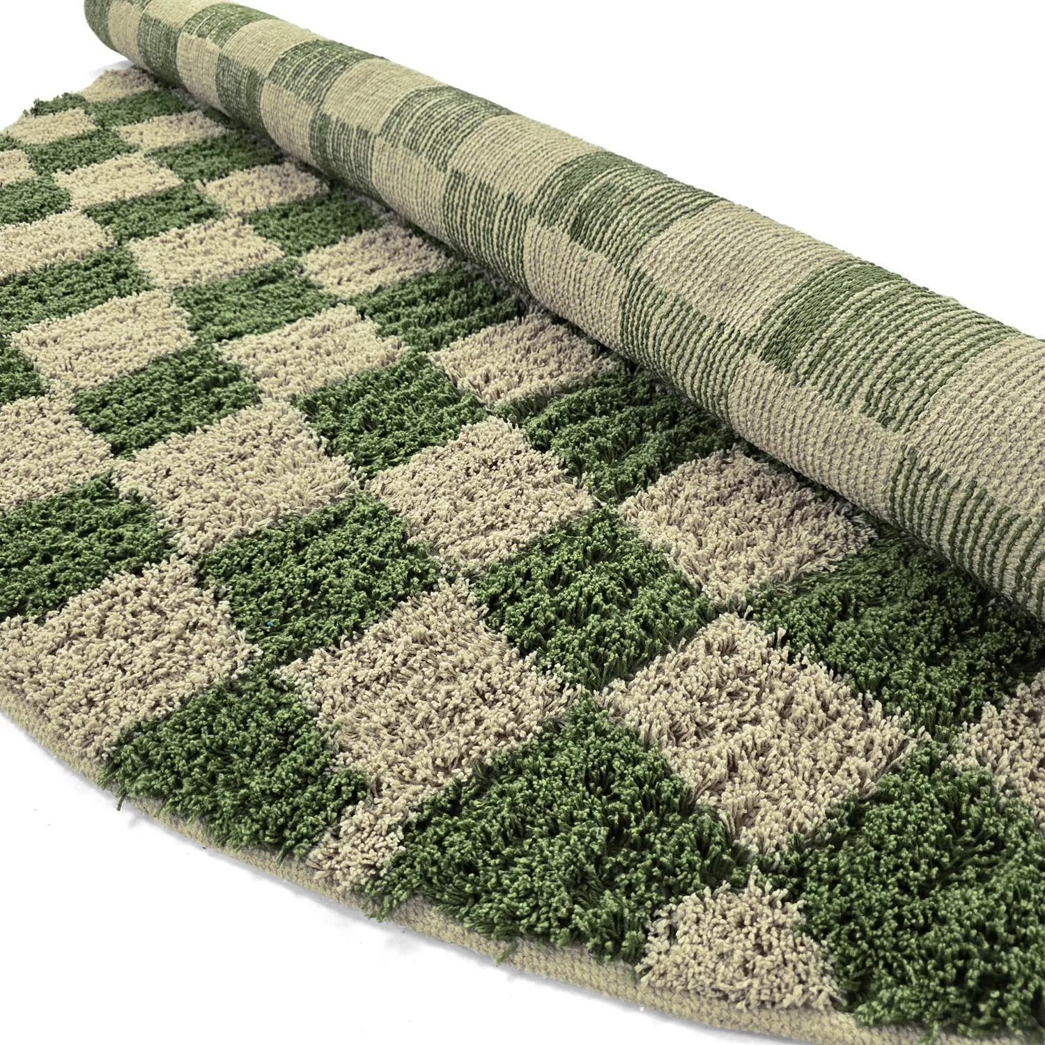 Alfombras redondeadas - Elsey Natural Cotton Shaggy (verde/beige)