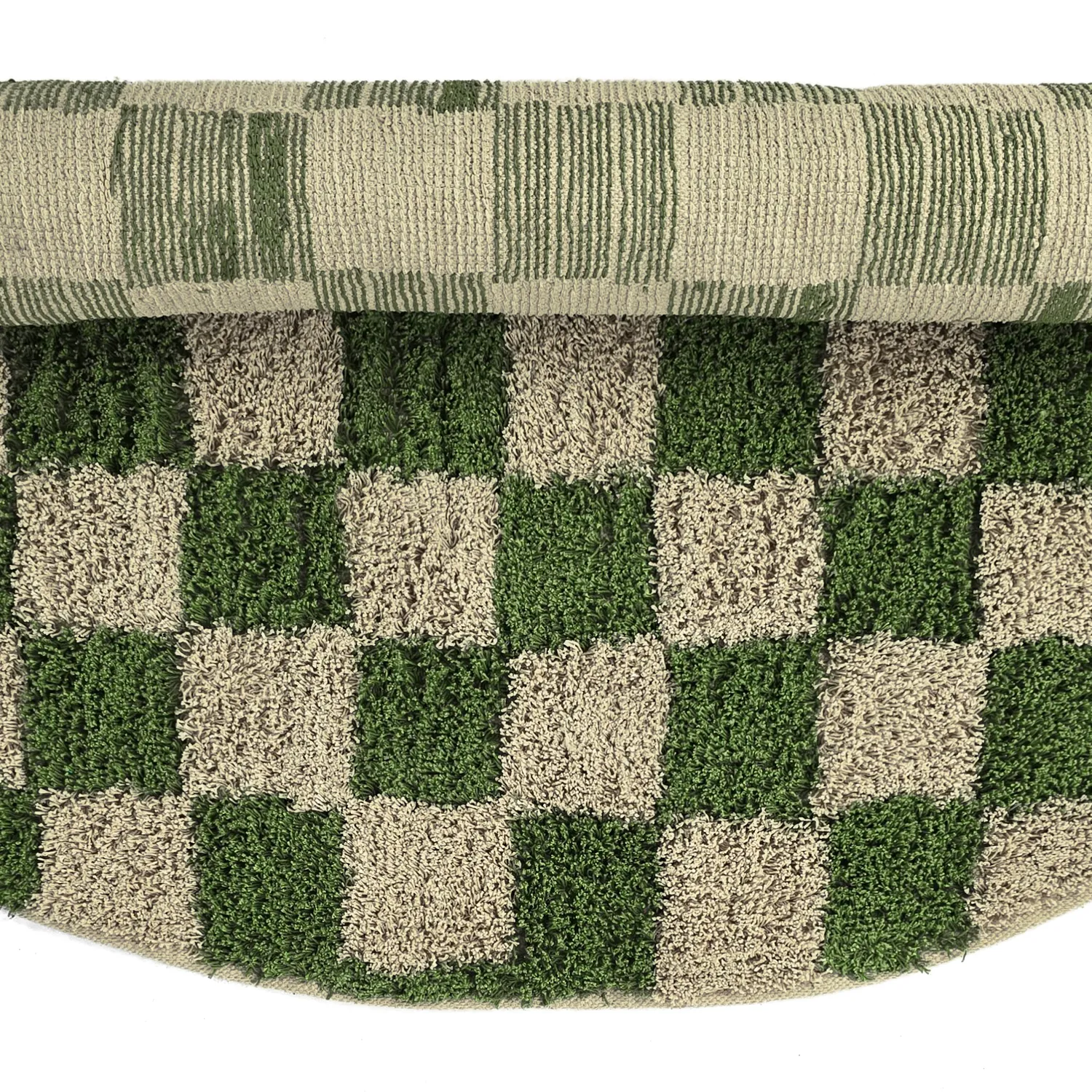 Alfombras redondeadas - Elsey Natural Cotton Shaggy (verde/beige)